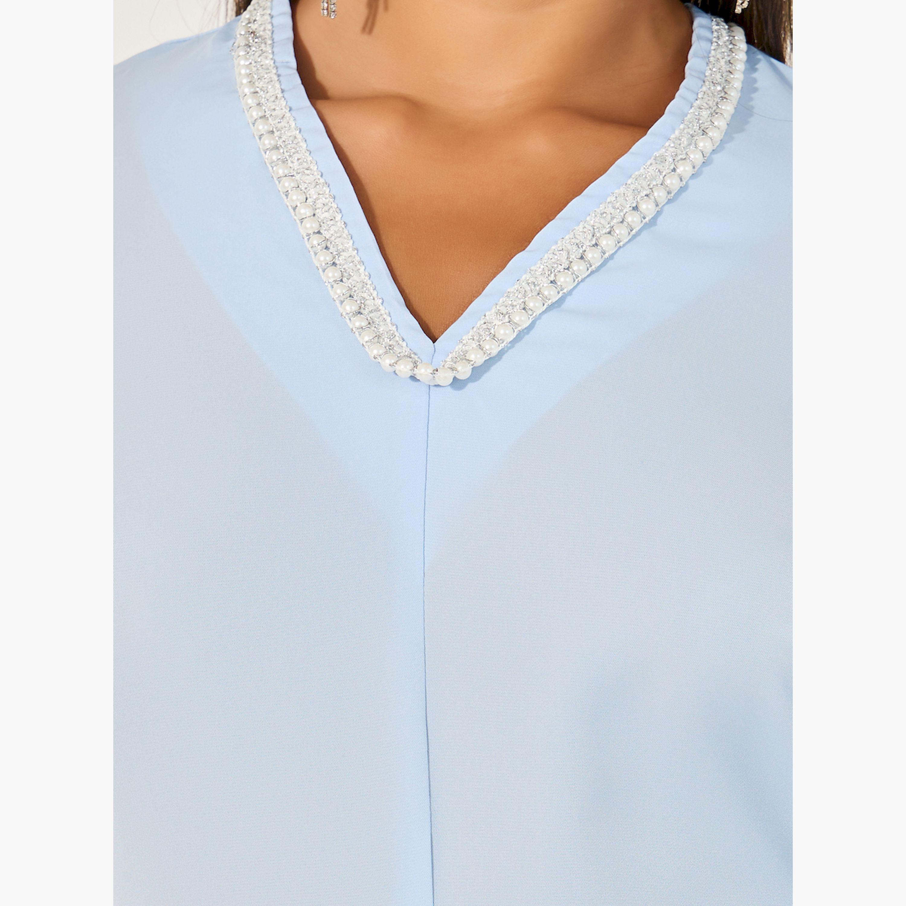 ستايلي - جمبسوت واسع الساق مزين بياقة V-women-clothing-jumpsuits-image-4