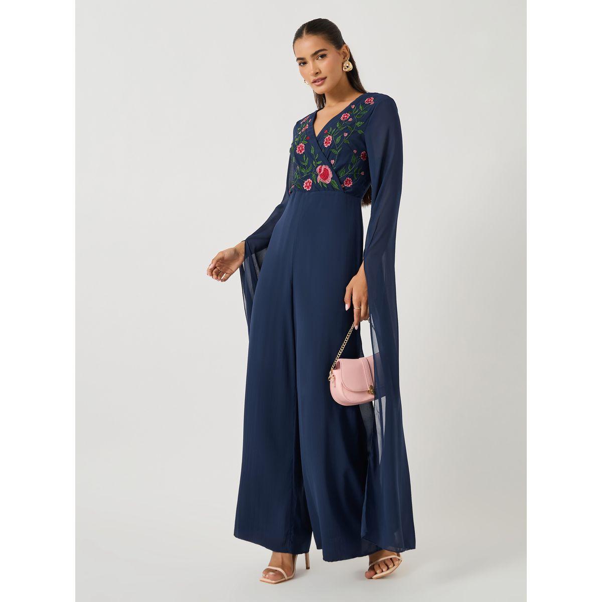 جمبسوت بأرجل واسعة وأكمام كيب-women-clothing-jumpsuits-image-1