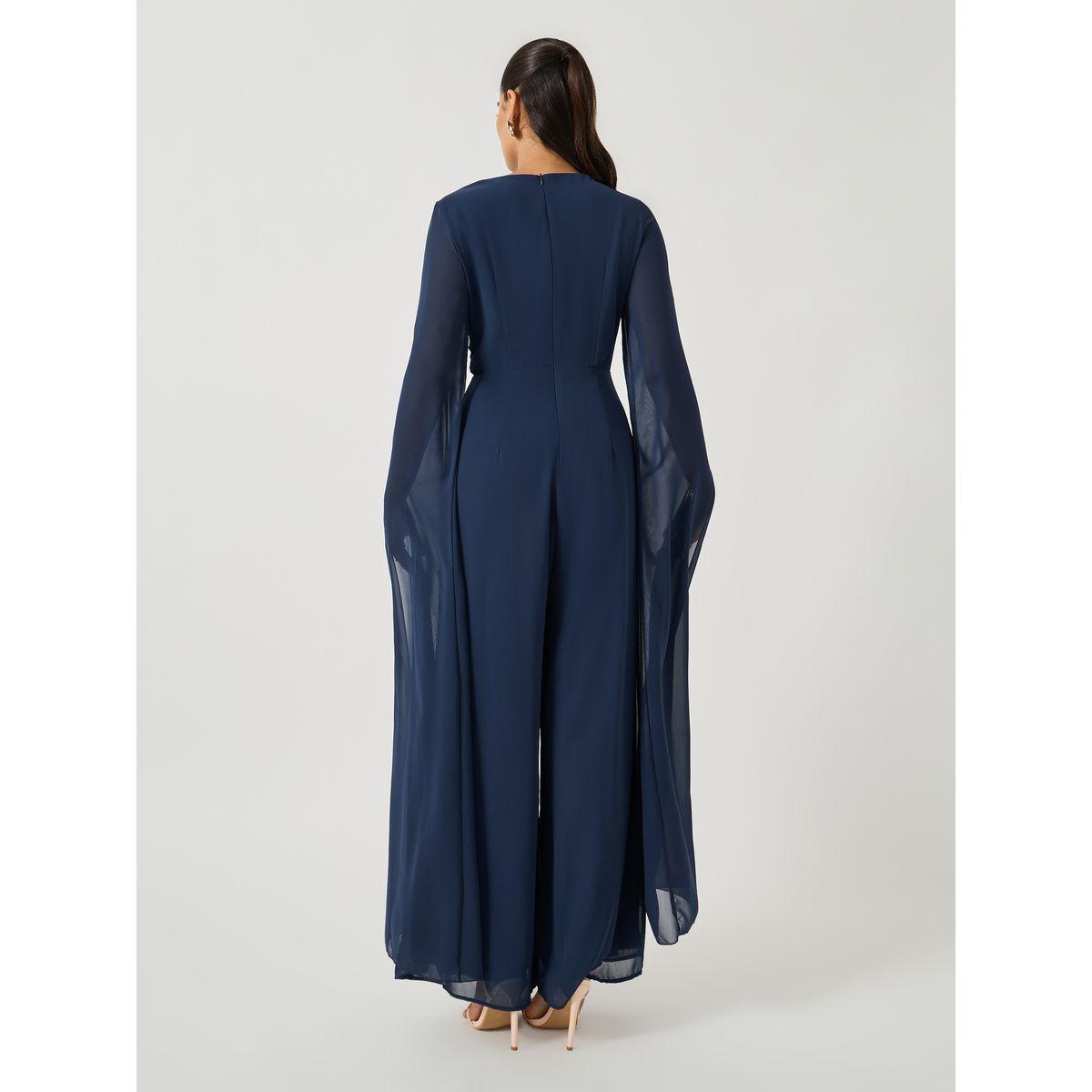 جمبسوت بأرجل واسعة وأكمام كيب-women-clothing-jumpsuits-image-4