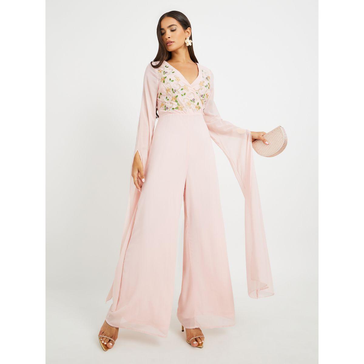 Styli Embroidered Cape Sleeves Wide Leg Jumpsuit-women-clothing-jumpsuits-image-2