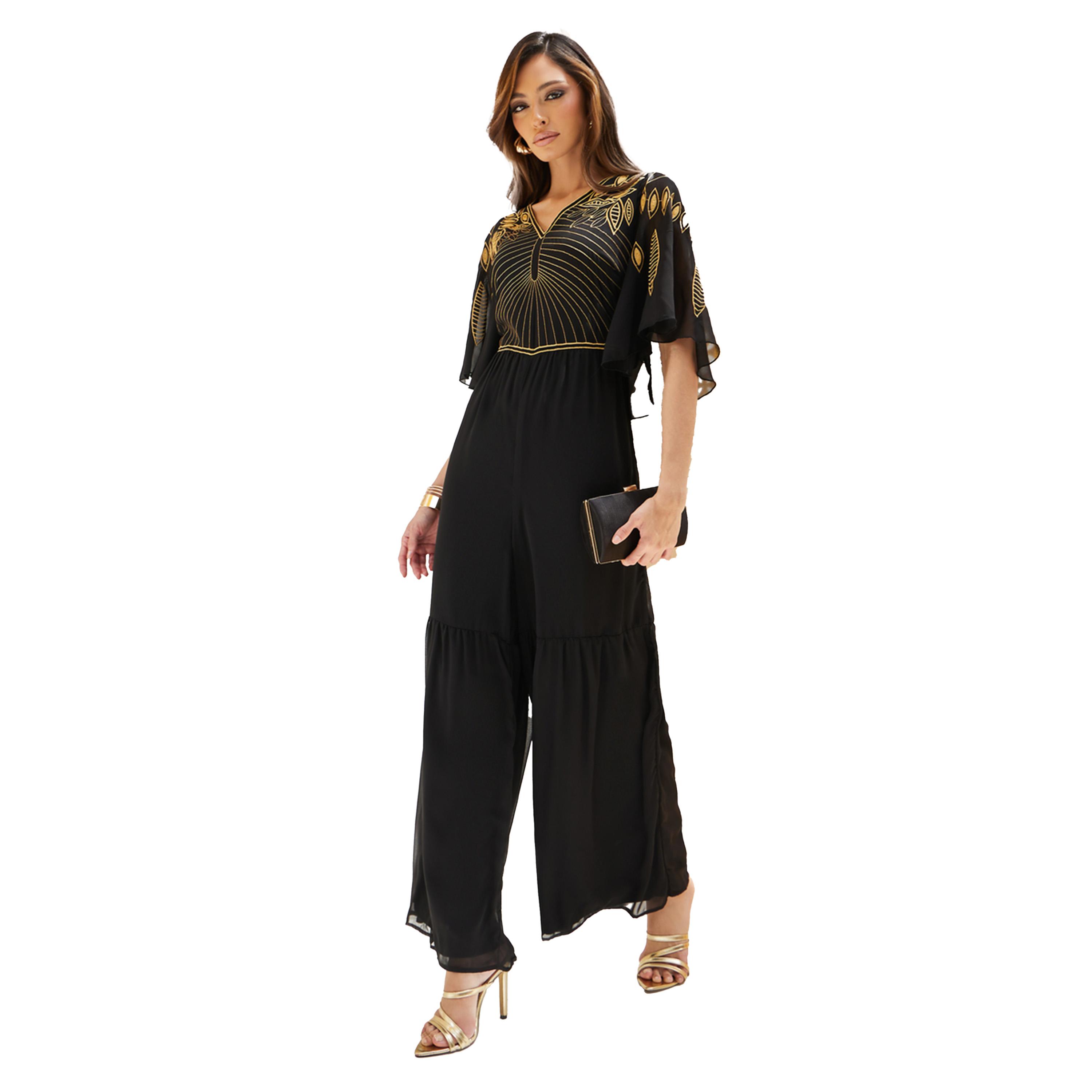 ستايلي - جمبسوت بليس ساق واسعة مطرز برقبة V-women-clothing-jumpsuits-image-2