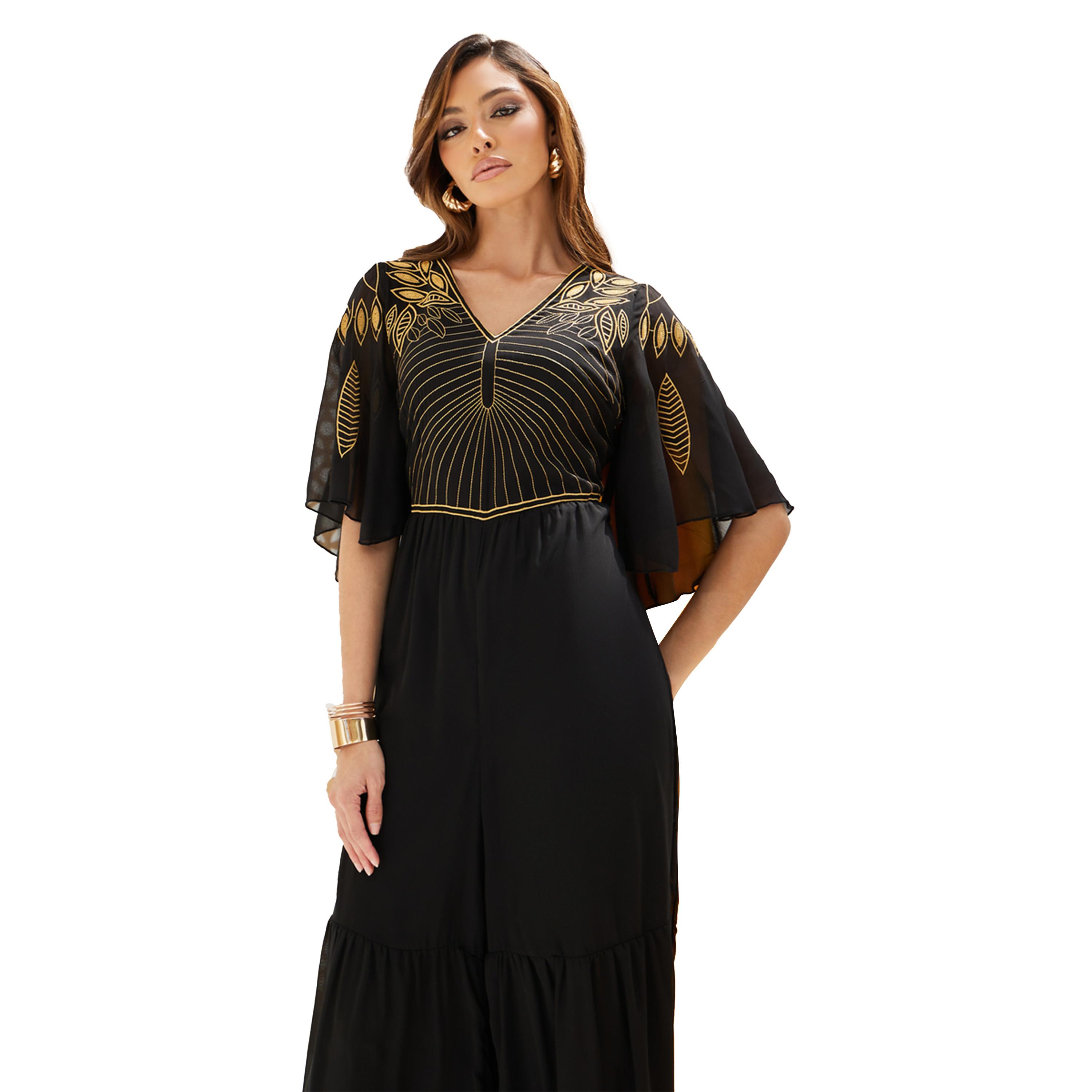 ستايلي - جمبسوت بليس ساق واسعة مطرز برقبة V-women-clothing-jumpsuits-image-3
