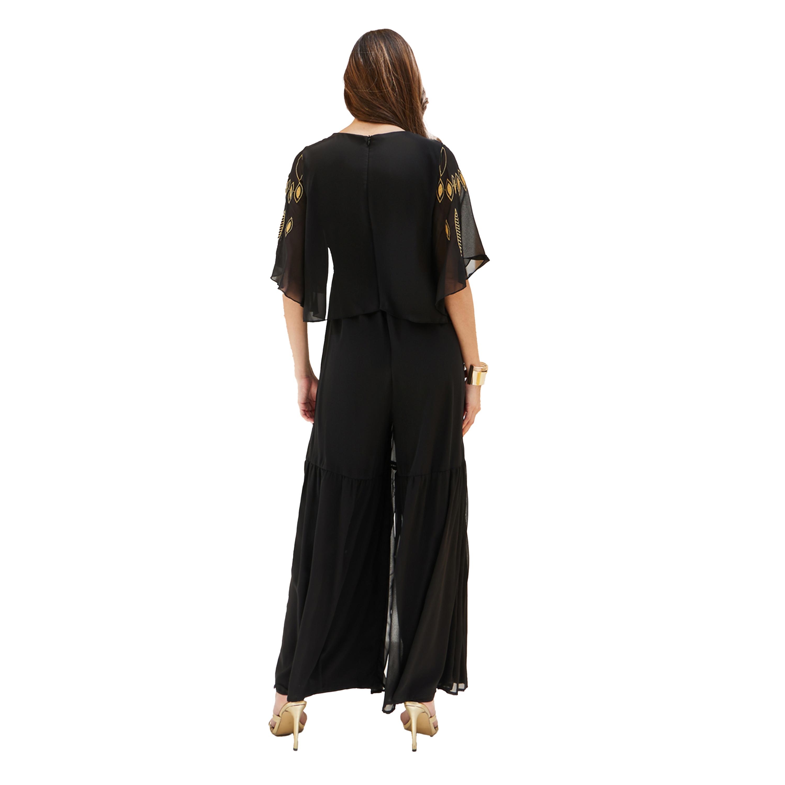 ستايلي - جمبسوت بليس ساق واسعة مطرز برقبة V-women-clothing-jumpsuits-image-5