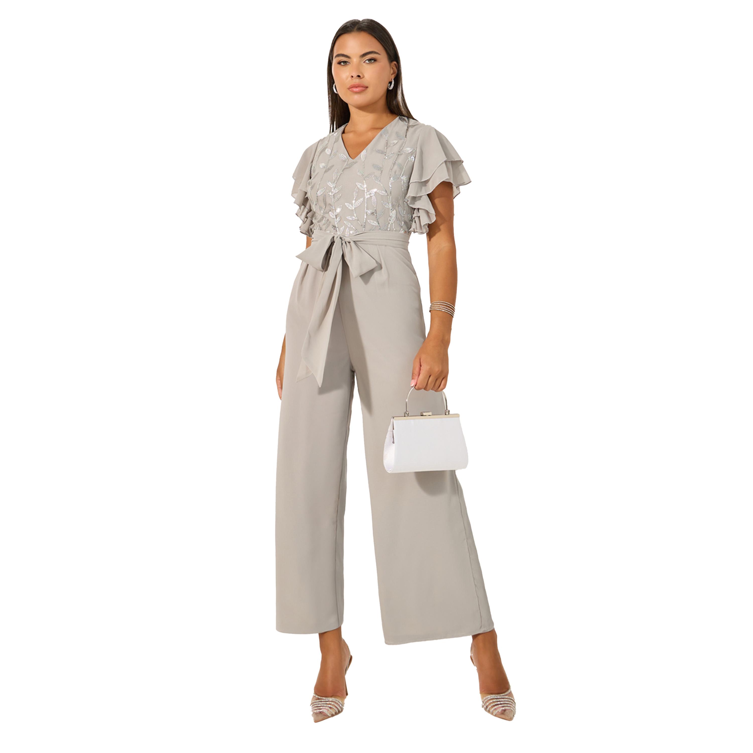 ستايلي - جمبسوت طبقات مطرز بساق واسعة وأكمام مكشكشة-women-clothing-jumpsuits-image-2
