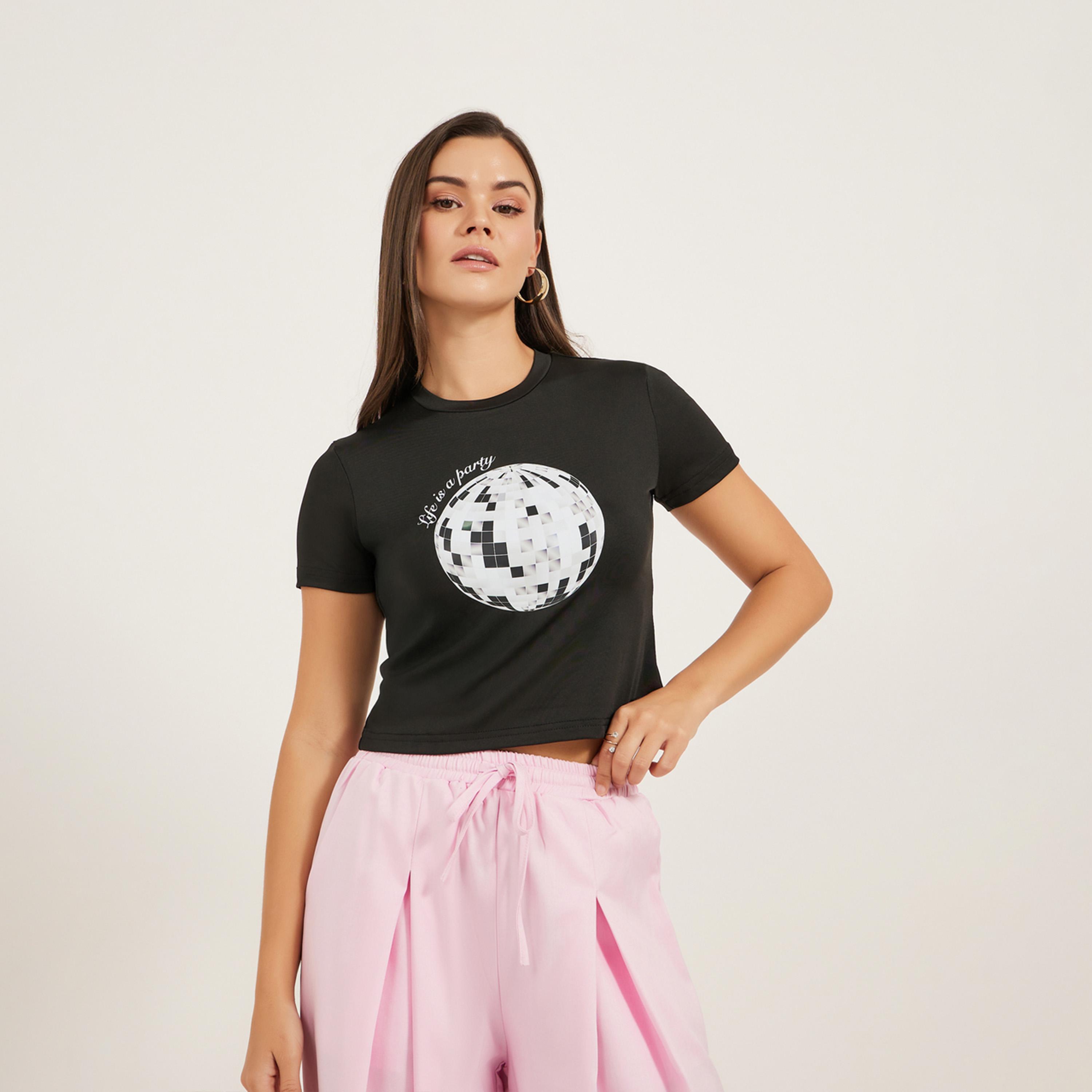 Styli Graphic Print Round Neck Crop T-Shirt-women-clothing-tshirts-image-3