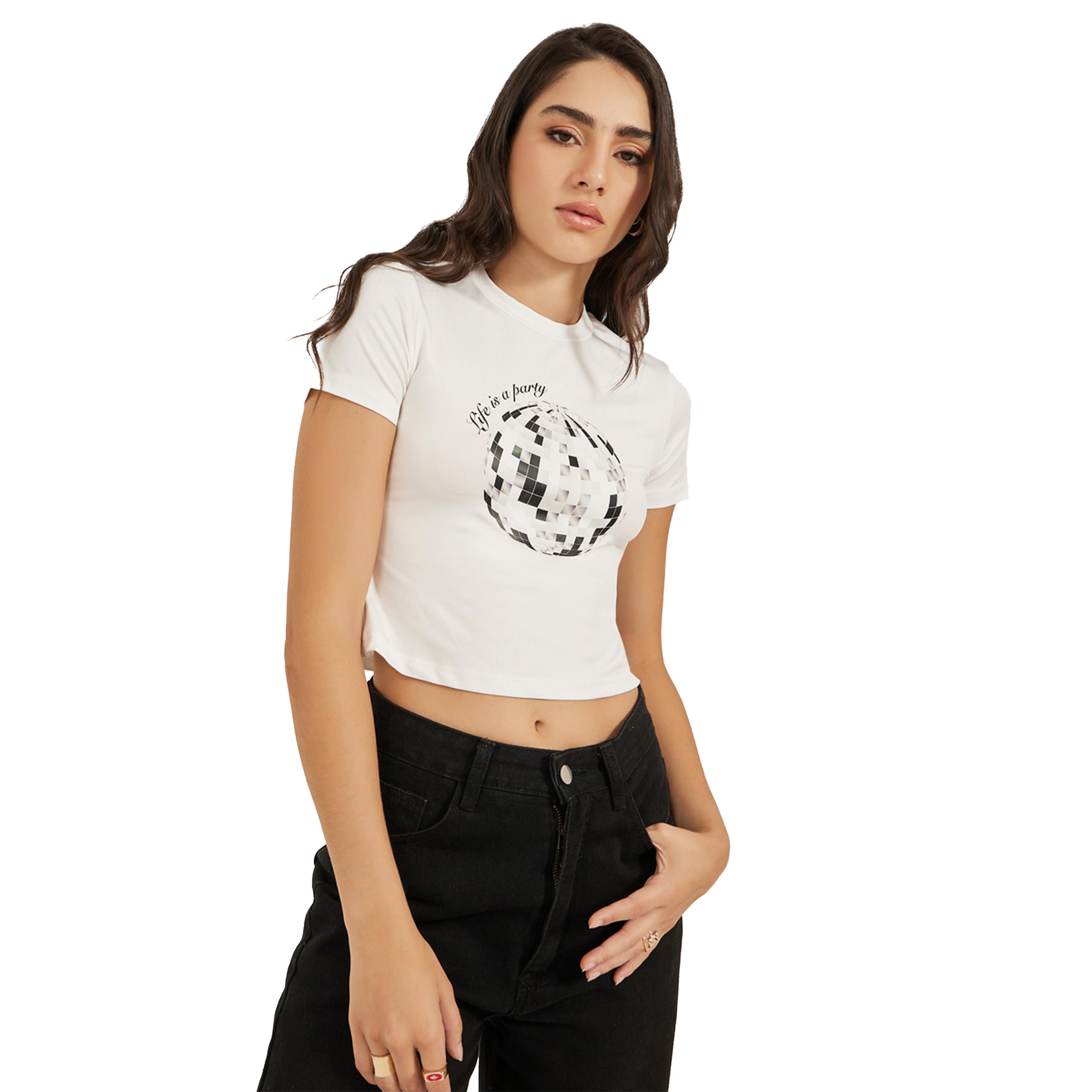 Styli Graphic Print Round Neck Fitted Crop T-Shirt-women-clothing-tshirts-image-1