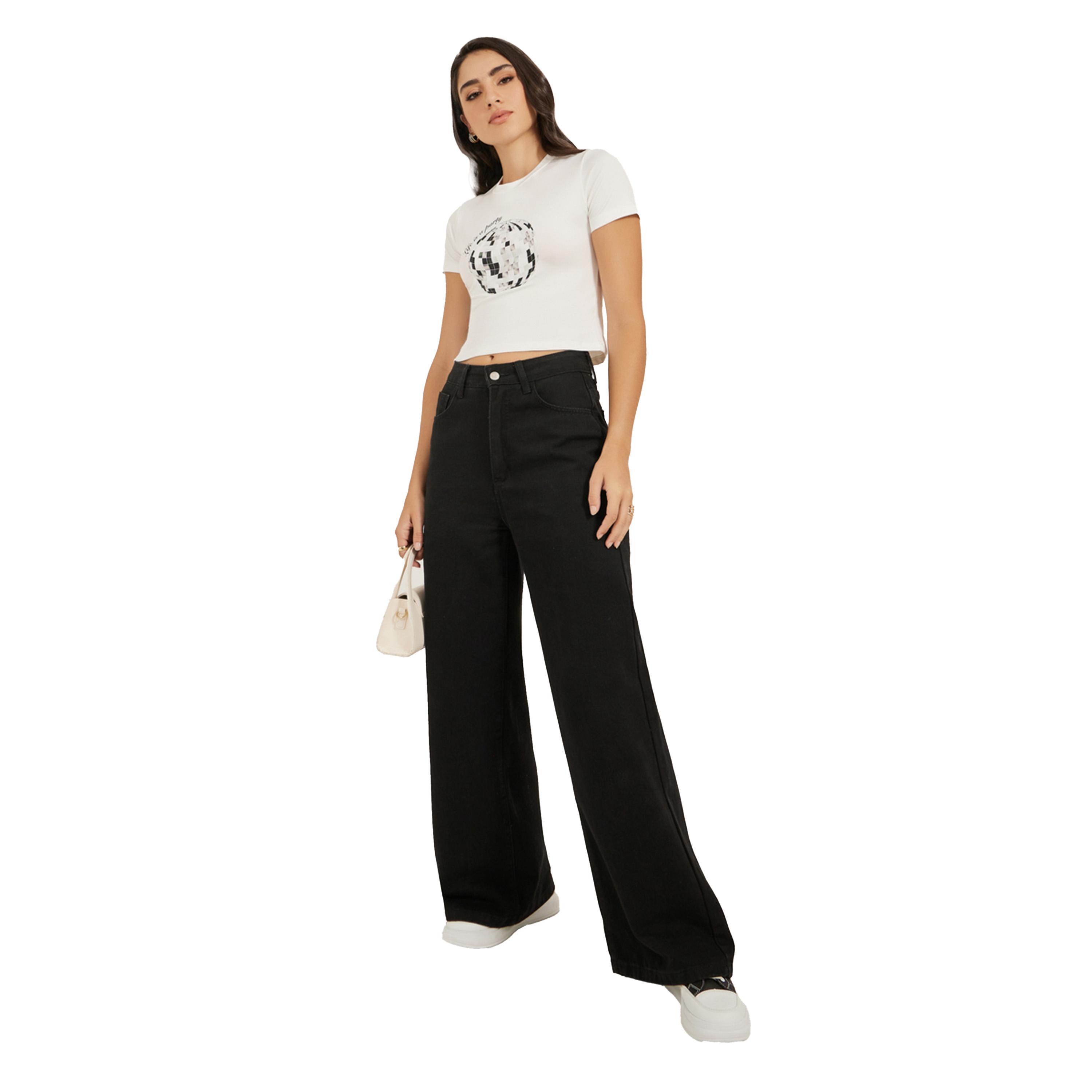 Styli Graphic Print Round Neck Fitted Crop T-Shirt-women-clothing-tshirts-image-2