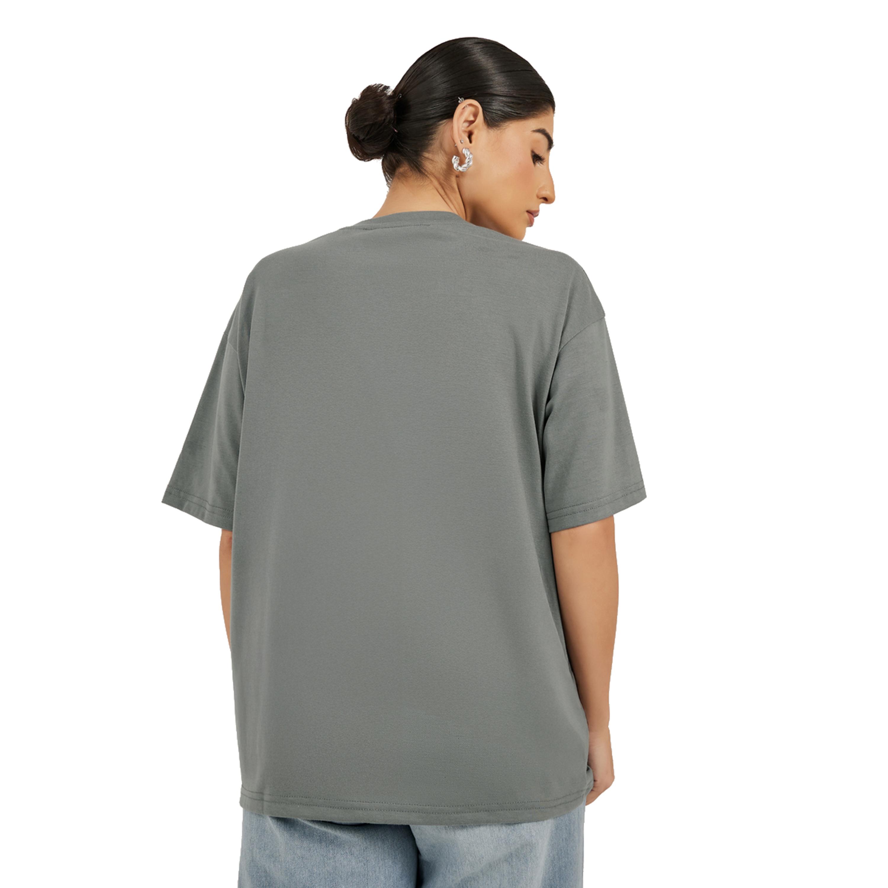 Styli Floral Foil Graphic Oversized Round Neck T-Shirt-women-clothing-tshirts-image-4