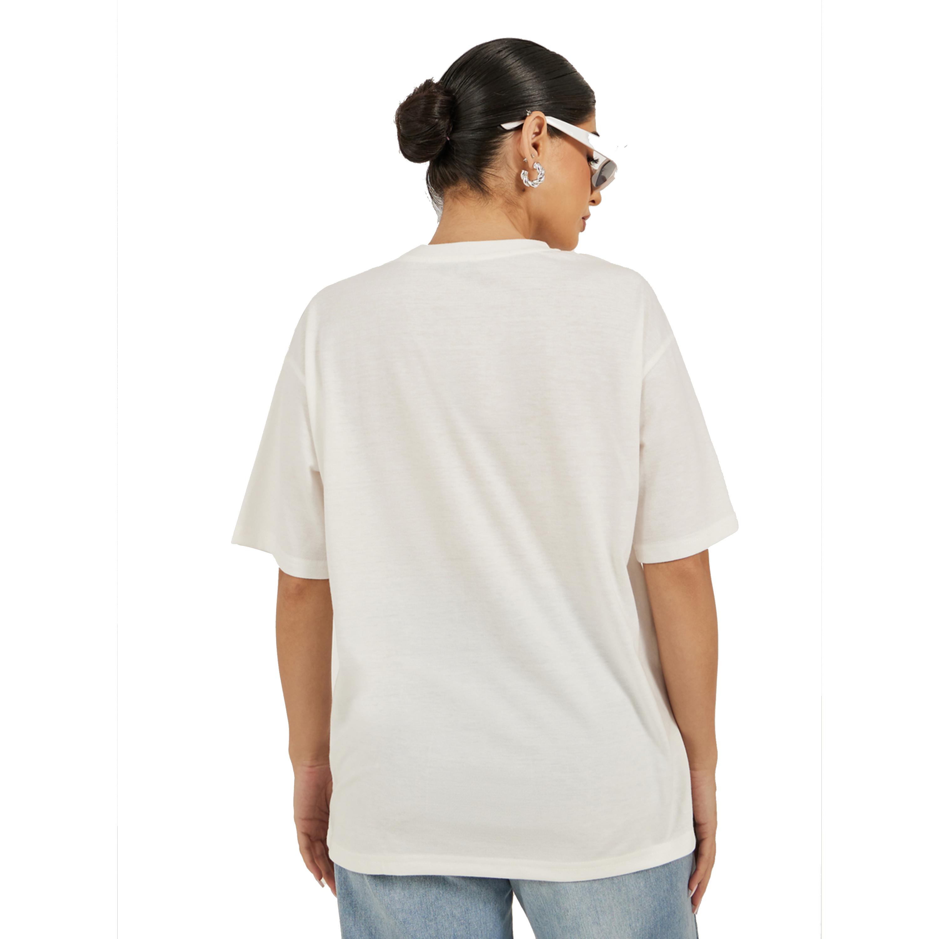 ستايلي - تي شيرت كبير الحجم بياقة دائرية وطبعة زهور وفويل-women-clothing-tshirts-image-4