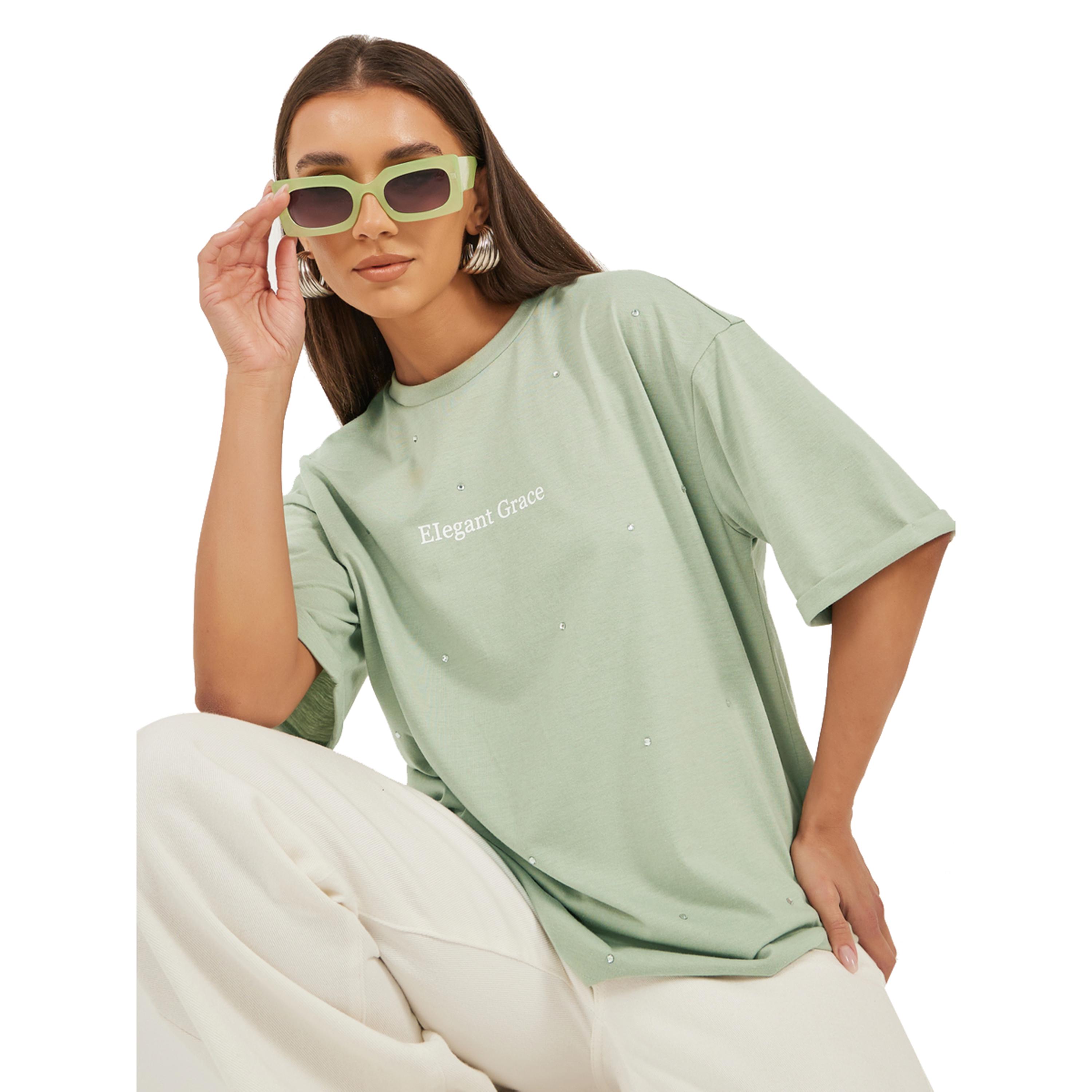 Styli Embellished Slogan Print Oversized T-Shirt-women-clothing-tshirts-image-1