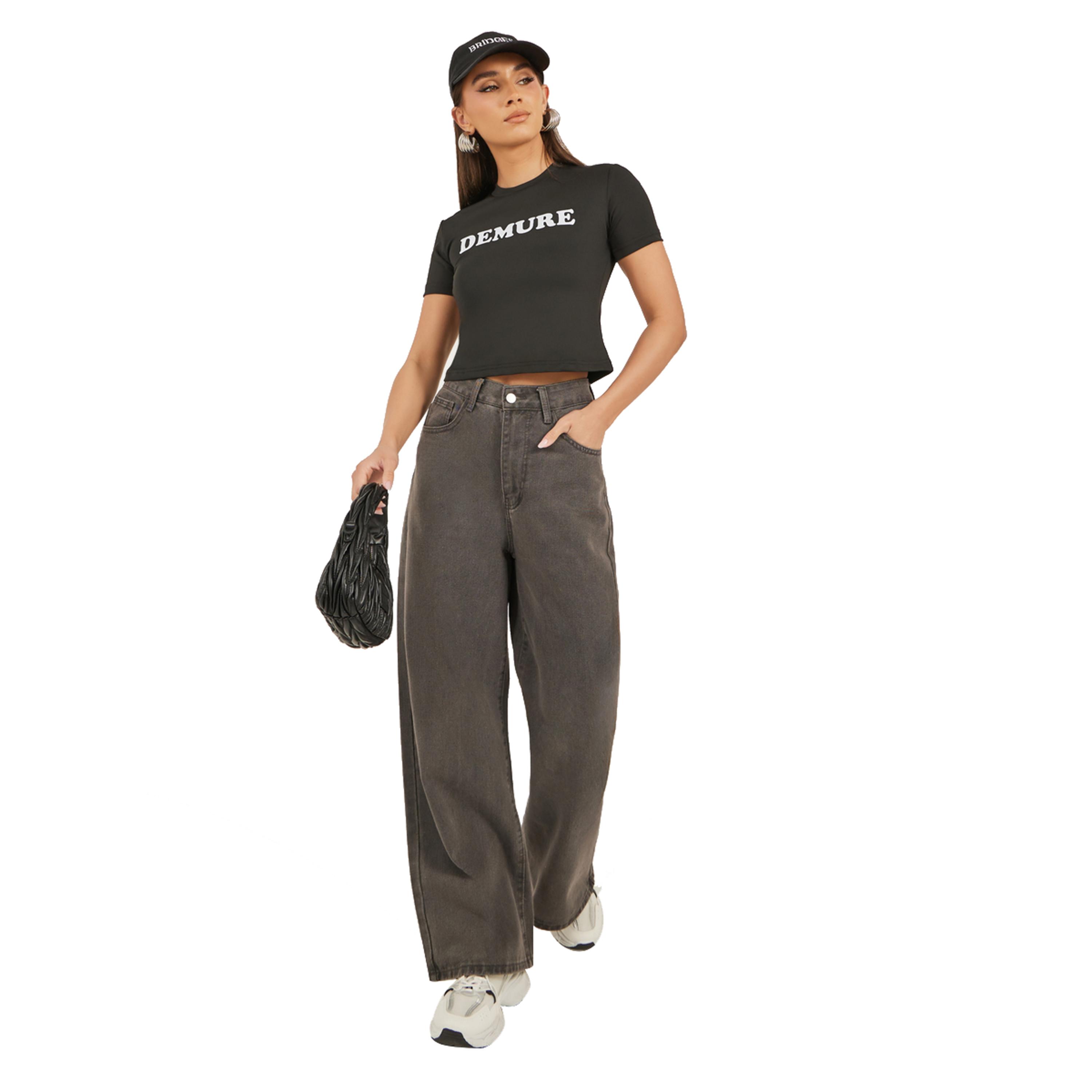 Styli Slogan Print Round Neck Crop T-Shirt-women-clothing-tshirts-image-2