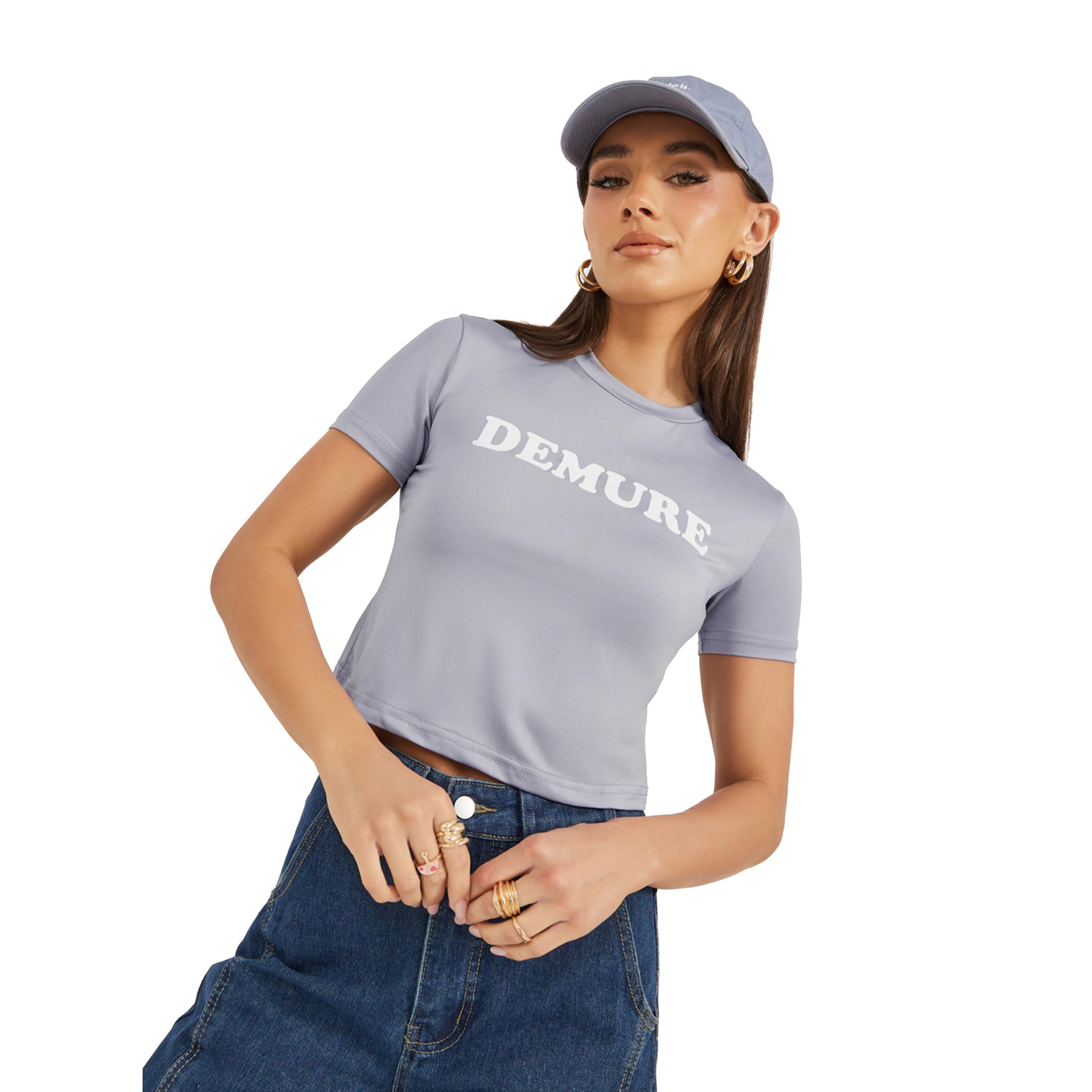 Styli Slogan Print Round Neck Crop T-Shirt-women-clothing-tshirts-image-1