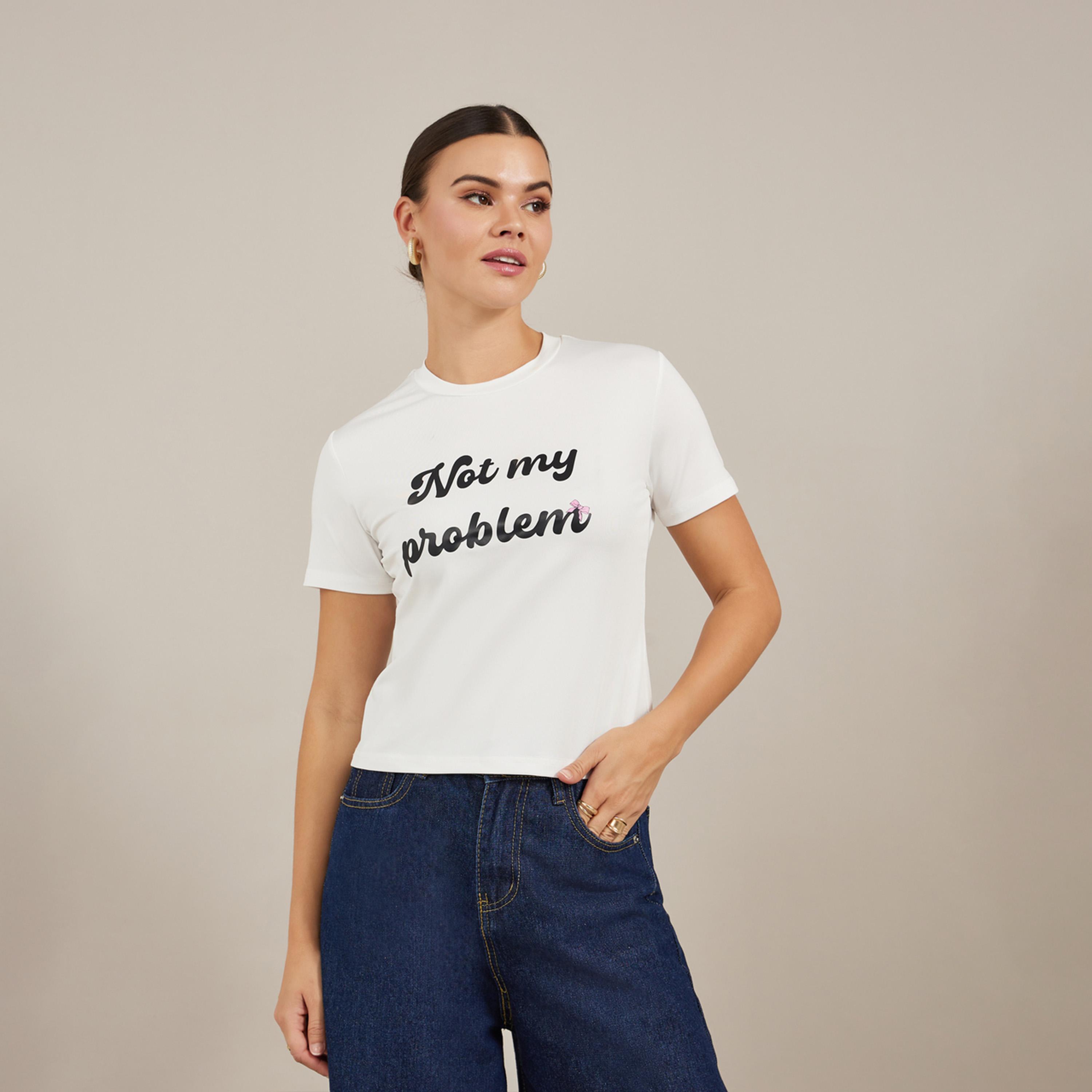Styli Slogan Print Round Neck Crop T-Shirt-women-clothing-tshirts-image-3