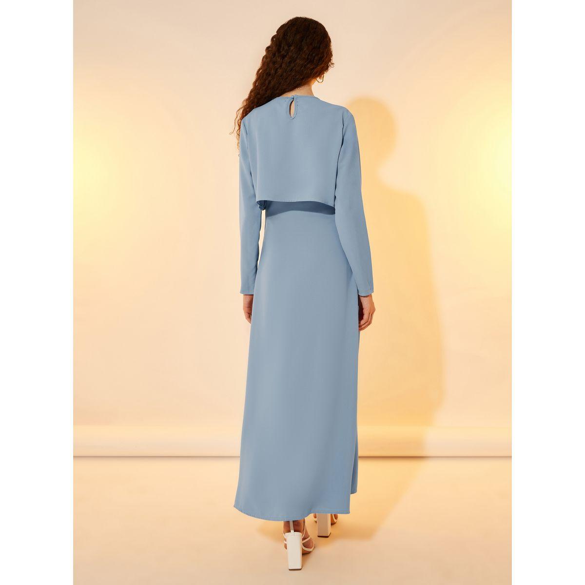 Take Two 2in1 Look Solid Round Neck A-Line Maxi Dress-women-clothing-dresses-image-5