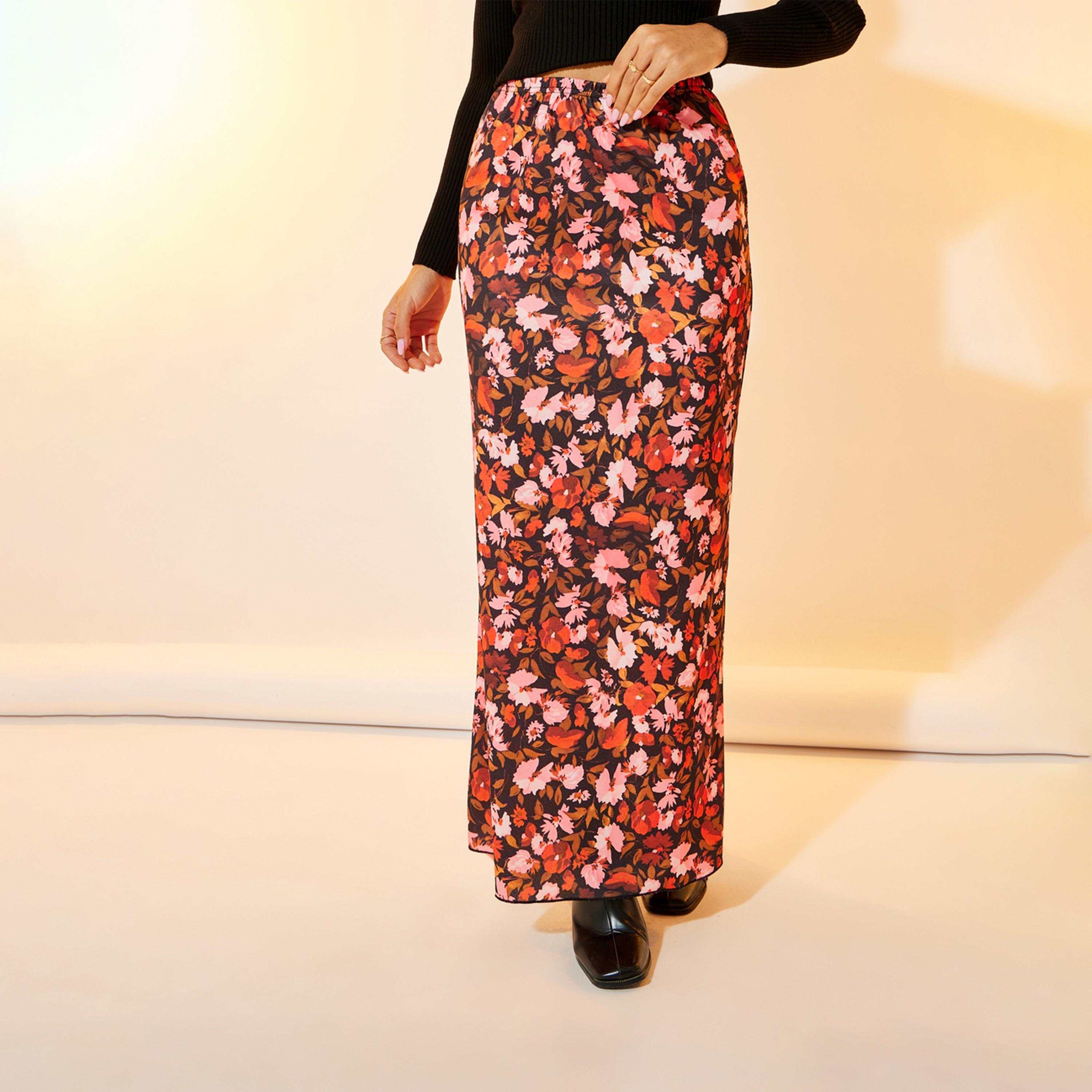 تنورة طويلة مطبعة بالكامل بطبعة زهور-women-clothing-bottoms-skirts-image-2