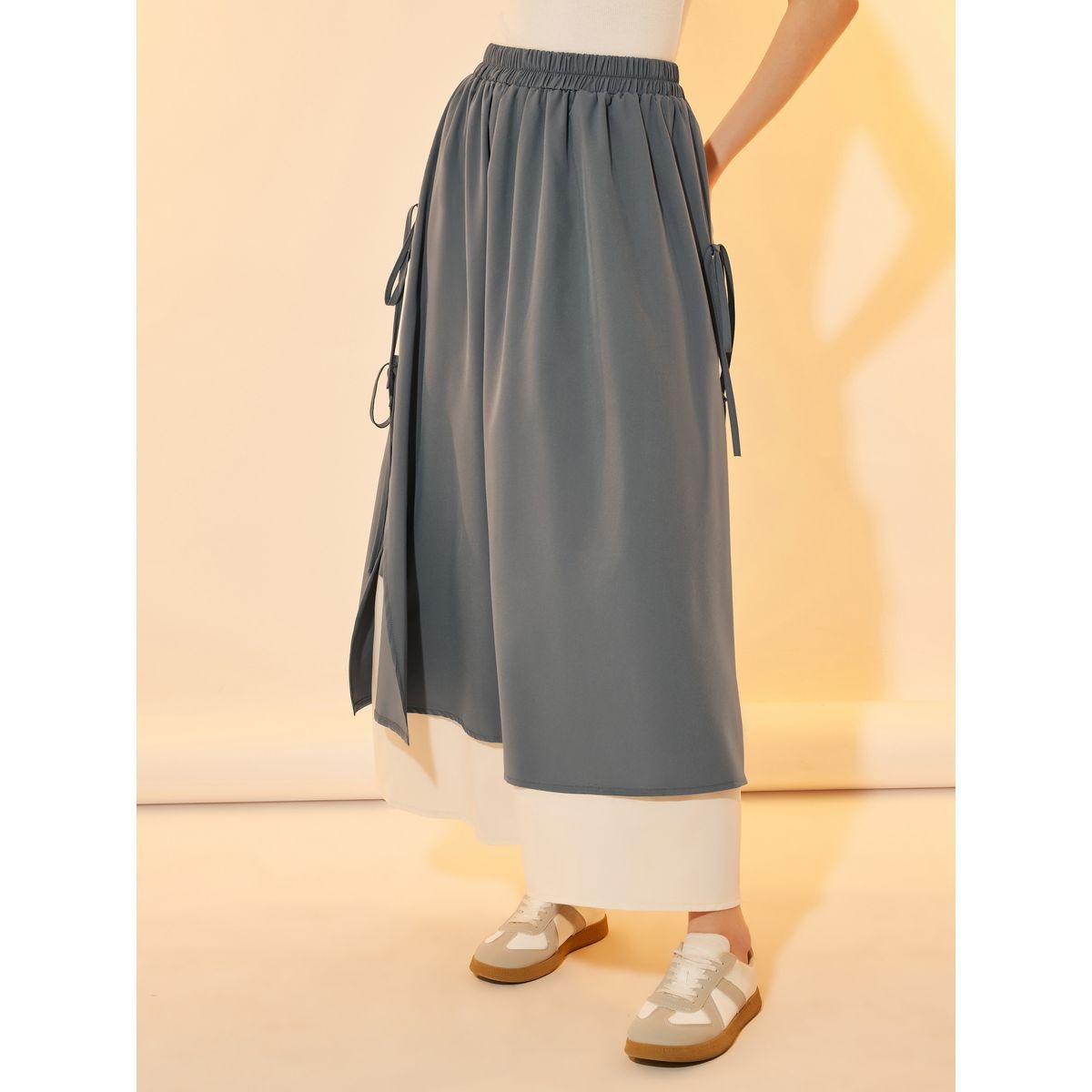 Take Two Color Block Layered A-Line Maxi Skirt with Tie-Up Detail-women-clothing-bottoms-skirts-image-2