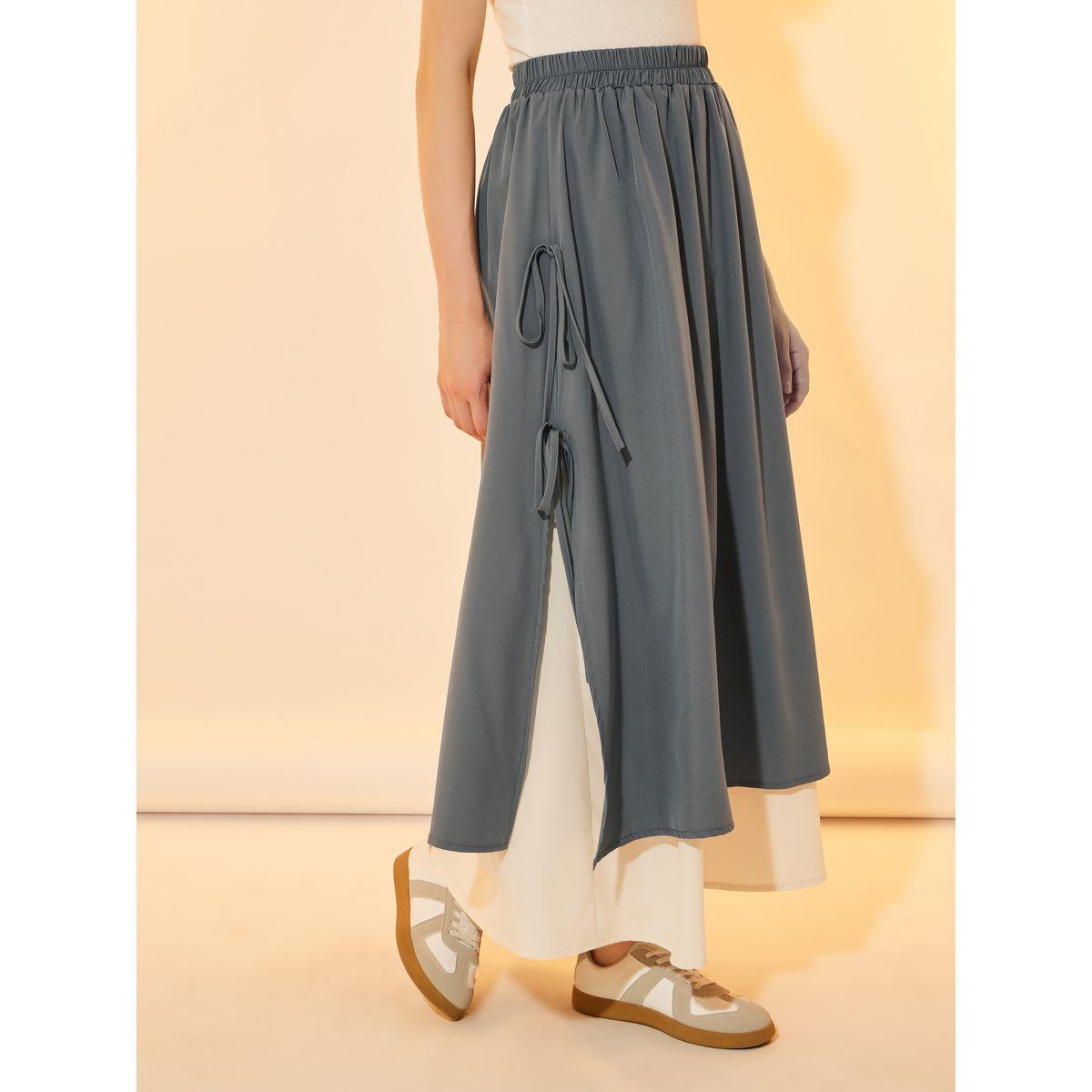 تنورة طويلة بنمط كتل الالوان مع أربطة-women-clothing-bottoms-skirts-image-3