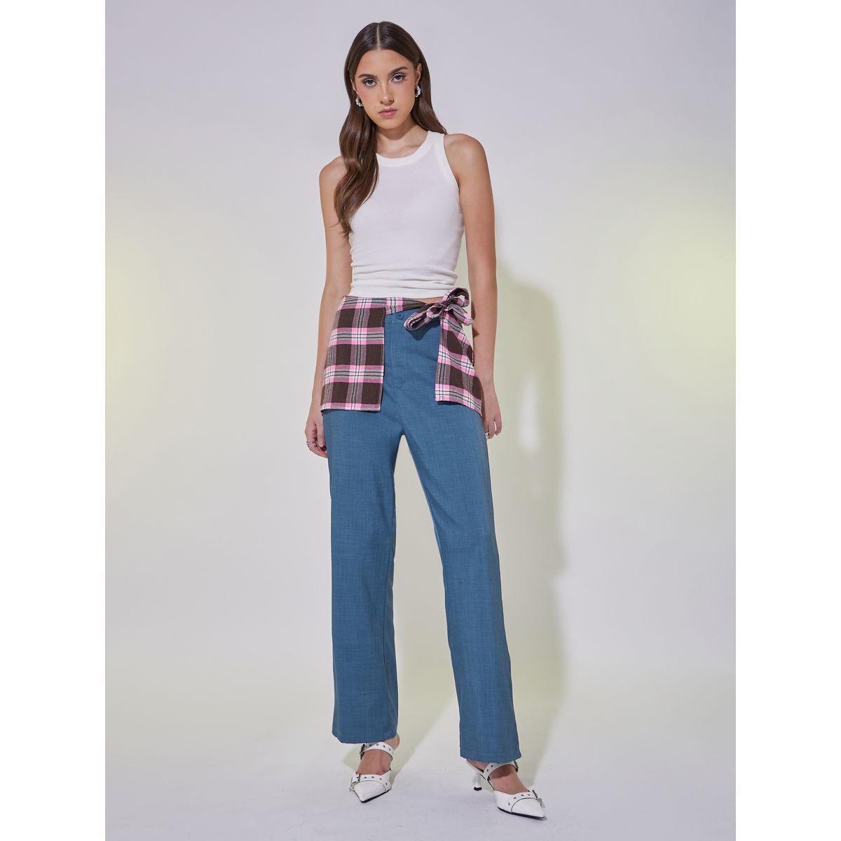 بنطال بأرجل واسعة وطبقة خصر بأربطة-women-clothing-bottoms-trousers-image-1