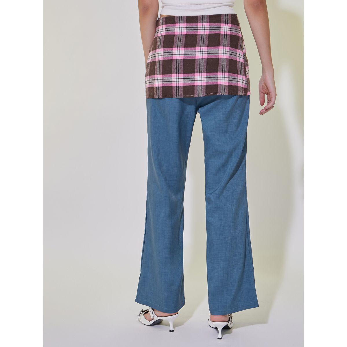 Take Two Checked Waist Tie-Up Overlay Pants-women-clothing-bottoms-trousers-image-4