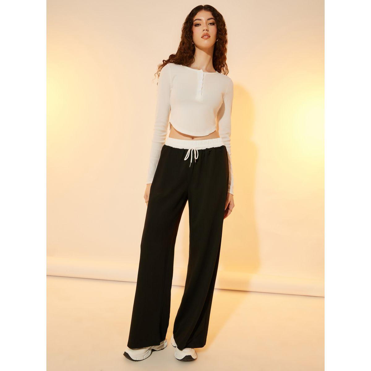 Take Two Plain Contrast Waist Wide Leg Pants-women-clothing-bottoms-trousers-image-1