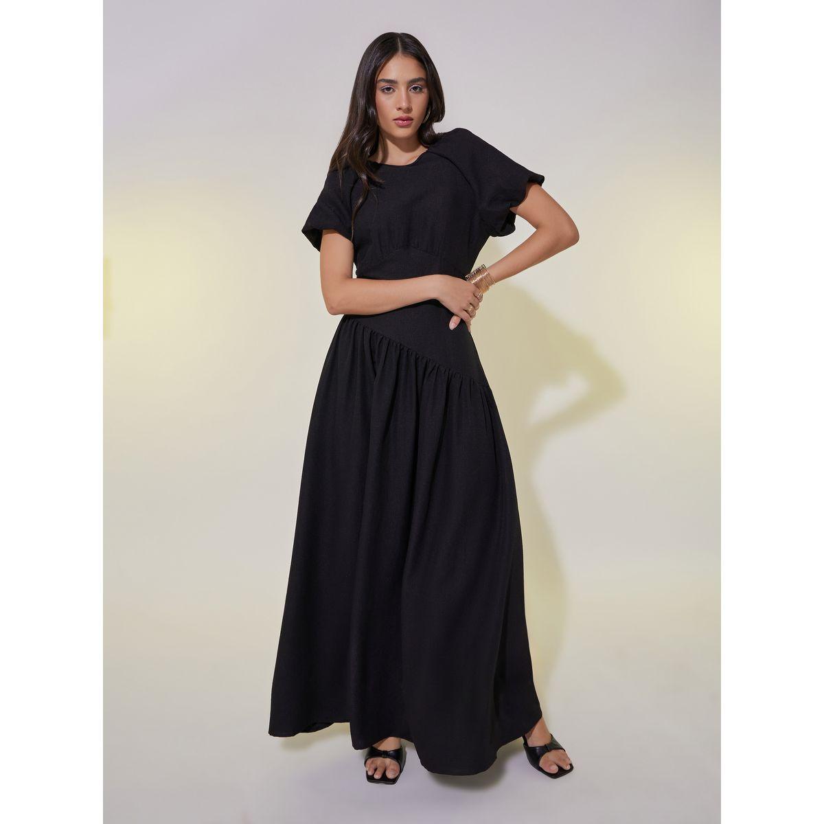 Take Two Textured Puff Sleeve A-Line Maxi Dress-women-clothing-dresses-image-1