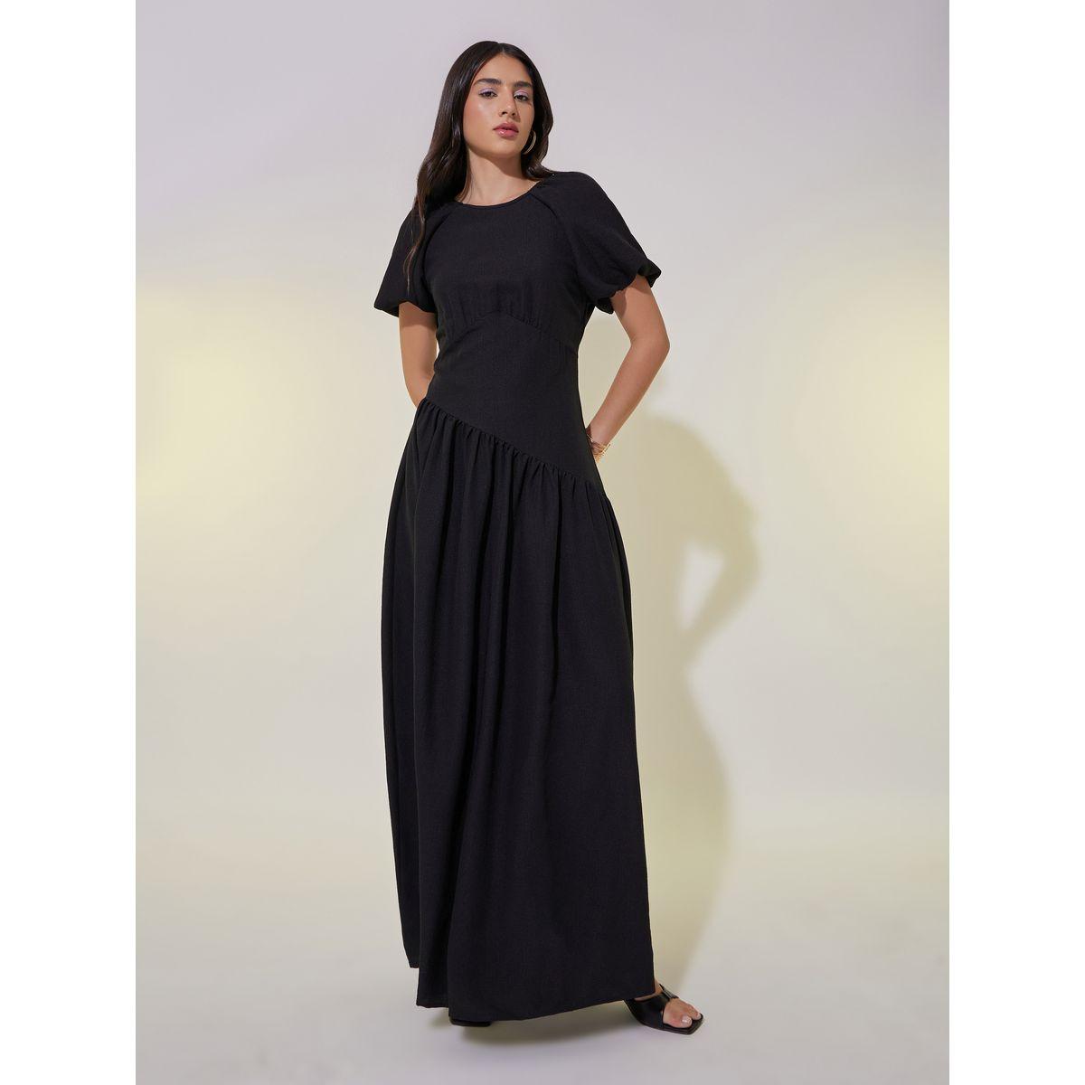 Take Two Textured Puff Sleeve A-Line Maxi Dress-women-clothing-dresses-image-3