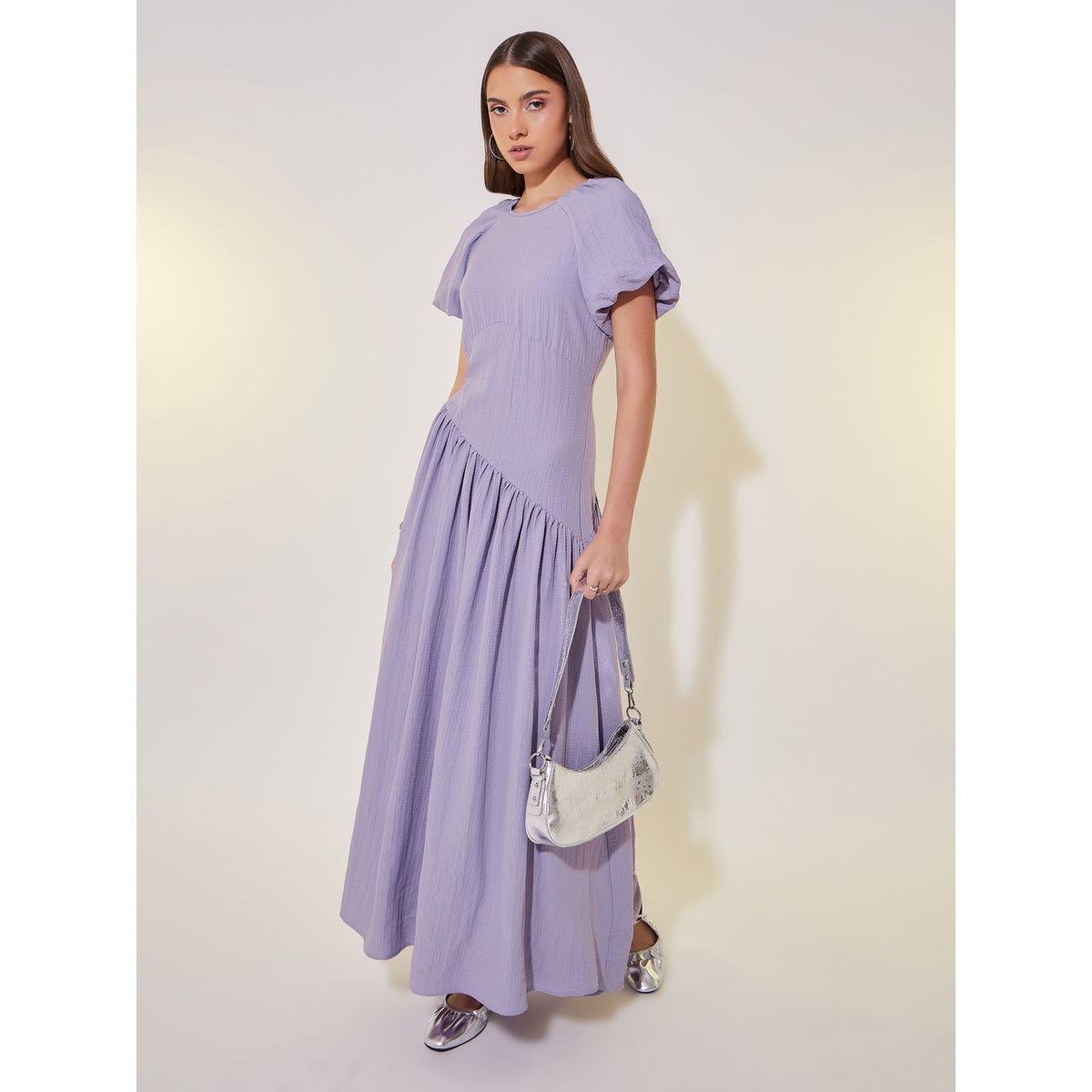 Take Two Solid Textured Lantern Sleeves Maxi Dress-women-clothing-dresses-image-1
