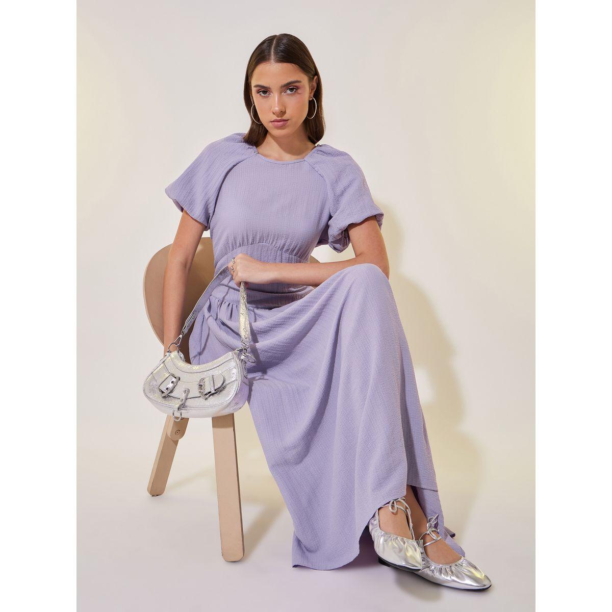 Take Two Solid Textured Lantern Sleeves Maxi Dress-women-clothing-dresses-image-2