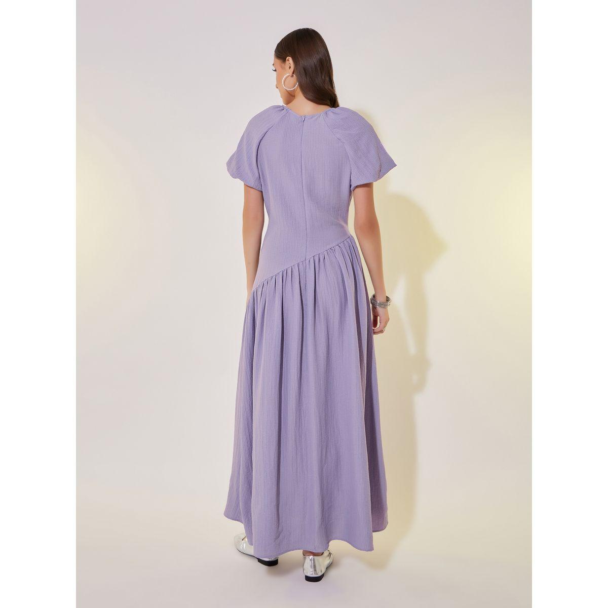 فستان طويل سادة بأكمام فانوس-women-clothing-dresses-image-6