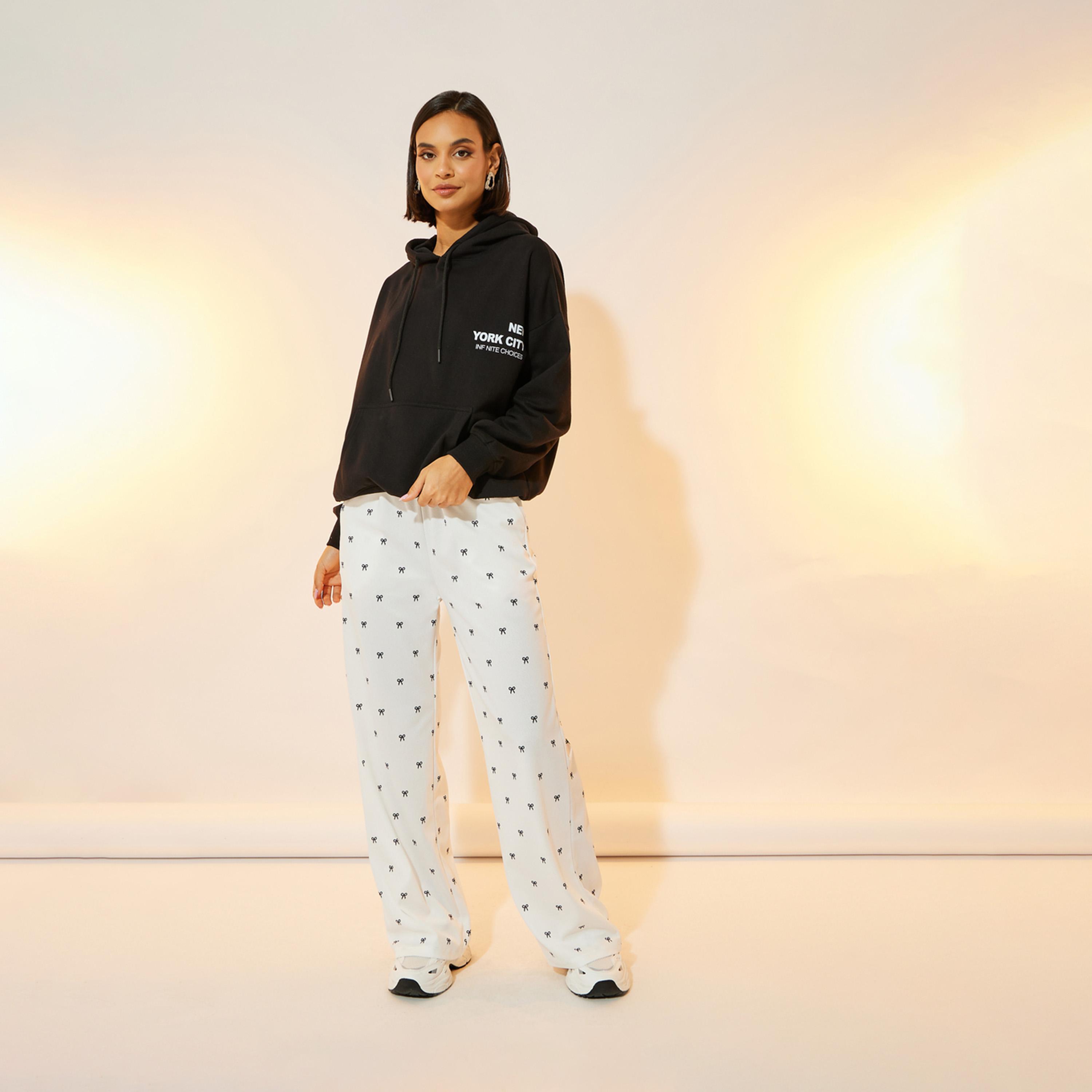 Take Two High Rise Bow Print Straight Leg Pants-women-clothing-bottoms-trousers-image-1