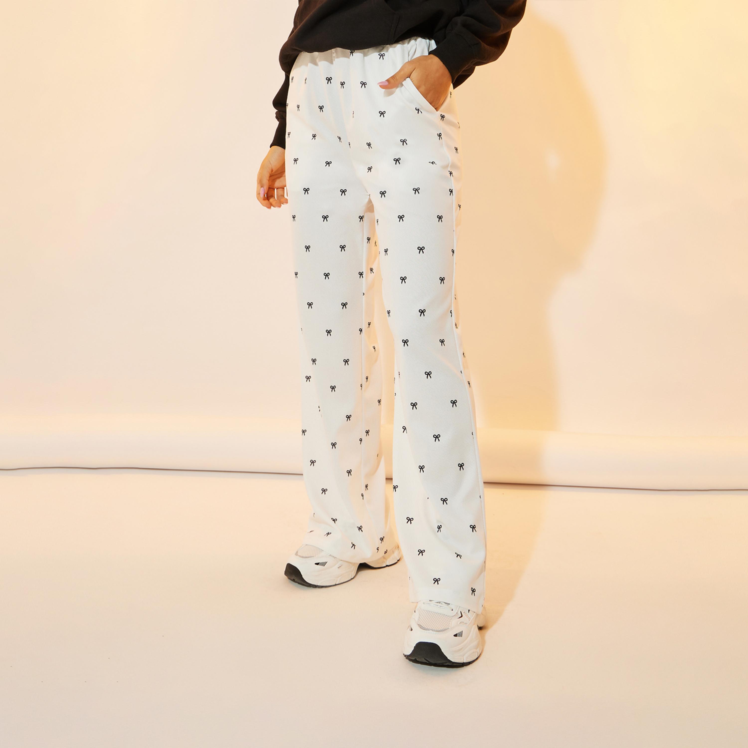 Take Two High Rise Bow Print Straight Leg Pants-women-clothing-bottoms-trousers-image-2