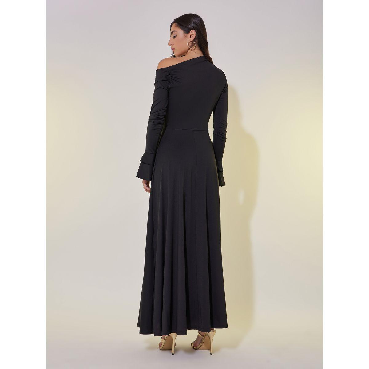 فستان طويل بأكمام كشكش مزين بزهرة-women-clothing-dresses-image-5
