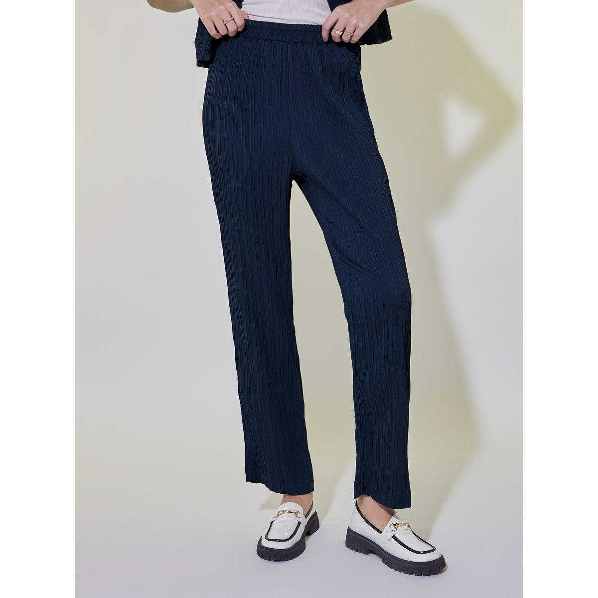 طقم منسق من بنطال وبلوزة قصيرة بأزرار غلق-women-clothing-coordsets-image-2