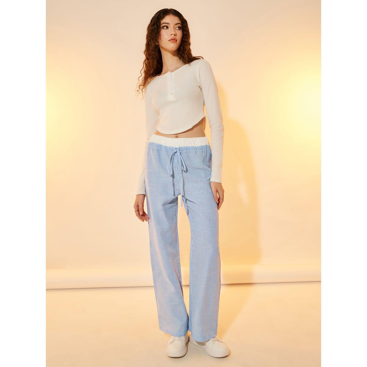 بنطال بأرجل واسعة وخصر بتفاصيل مُتباينة-women-clothing-bottoms-trousers-image-1
