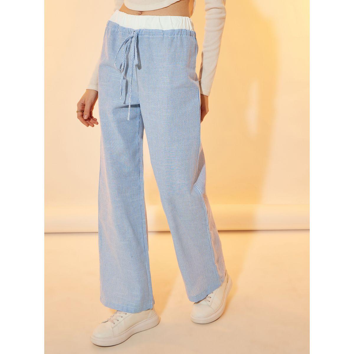 بنطال بأرجل واسعة وخصر بتفاصيل مُتباينة-women-clothing-bottoms-trousers-image-2