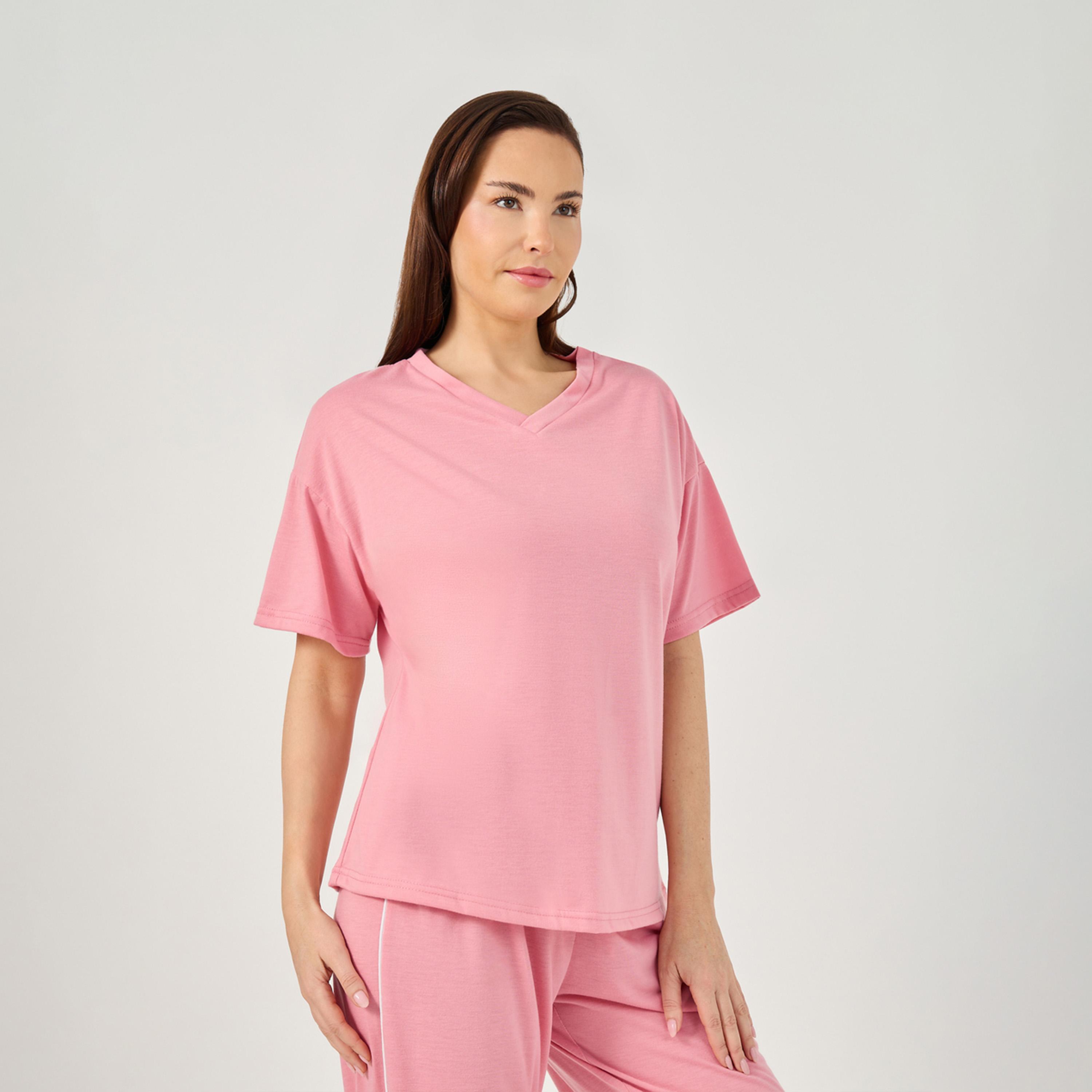 Styli Graphic Print Drop Shoulder T-Shirt And Pyjama Set-women-clothing-nightwear-pyjamas-longsets-image-3