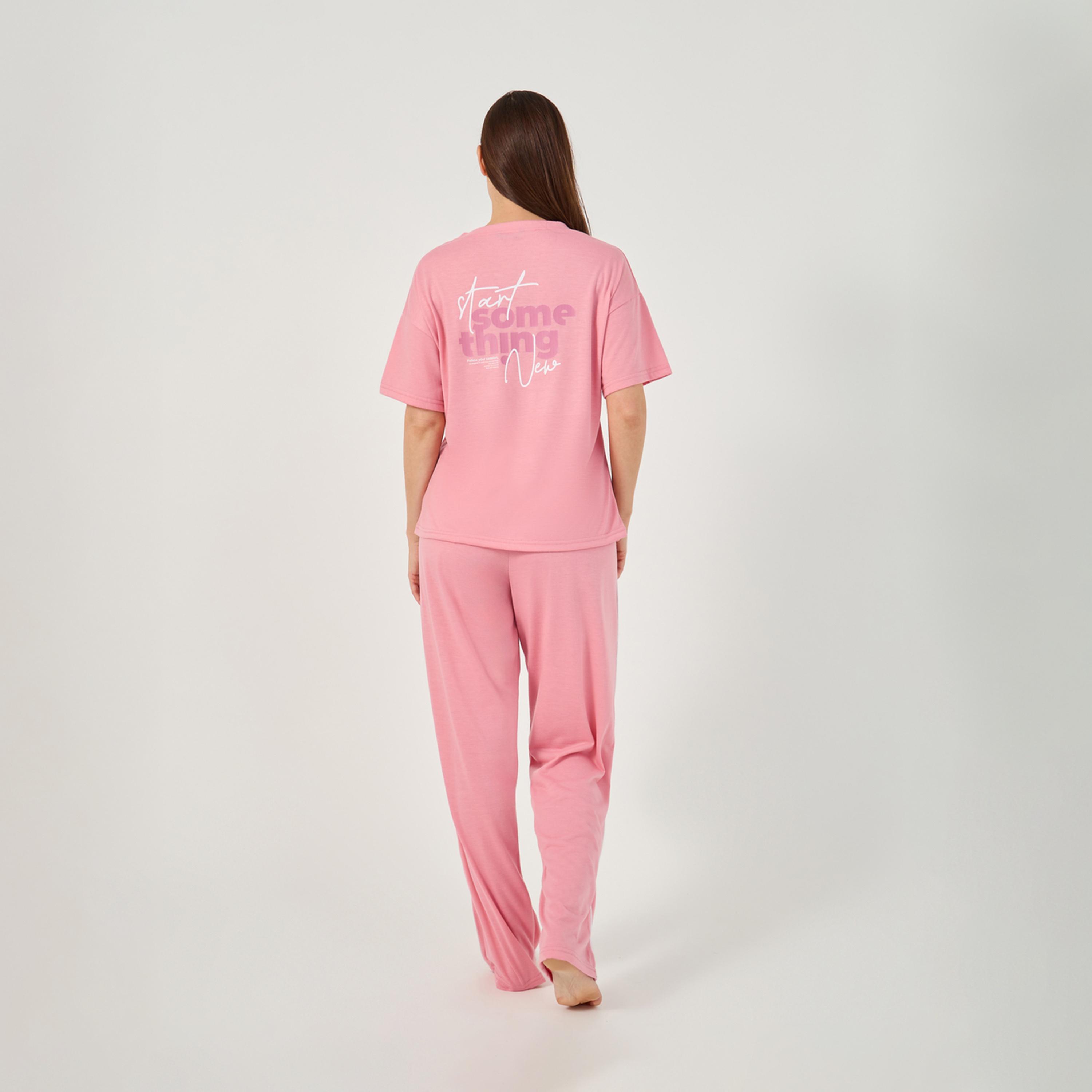 Styli Graphic Print Drop Shoulder T-Shirt And Pyjama Set-women-clothing-nightwear-pyjamas-longsets-image-6