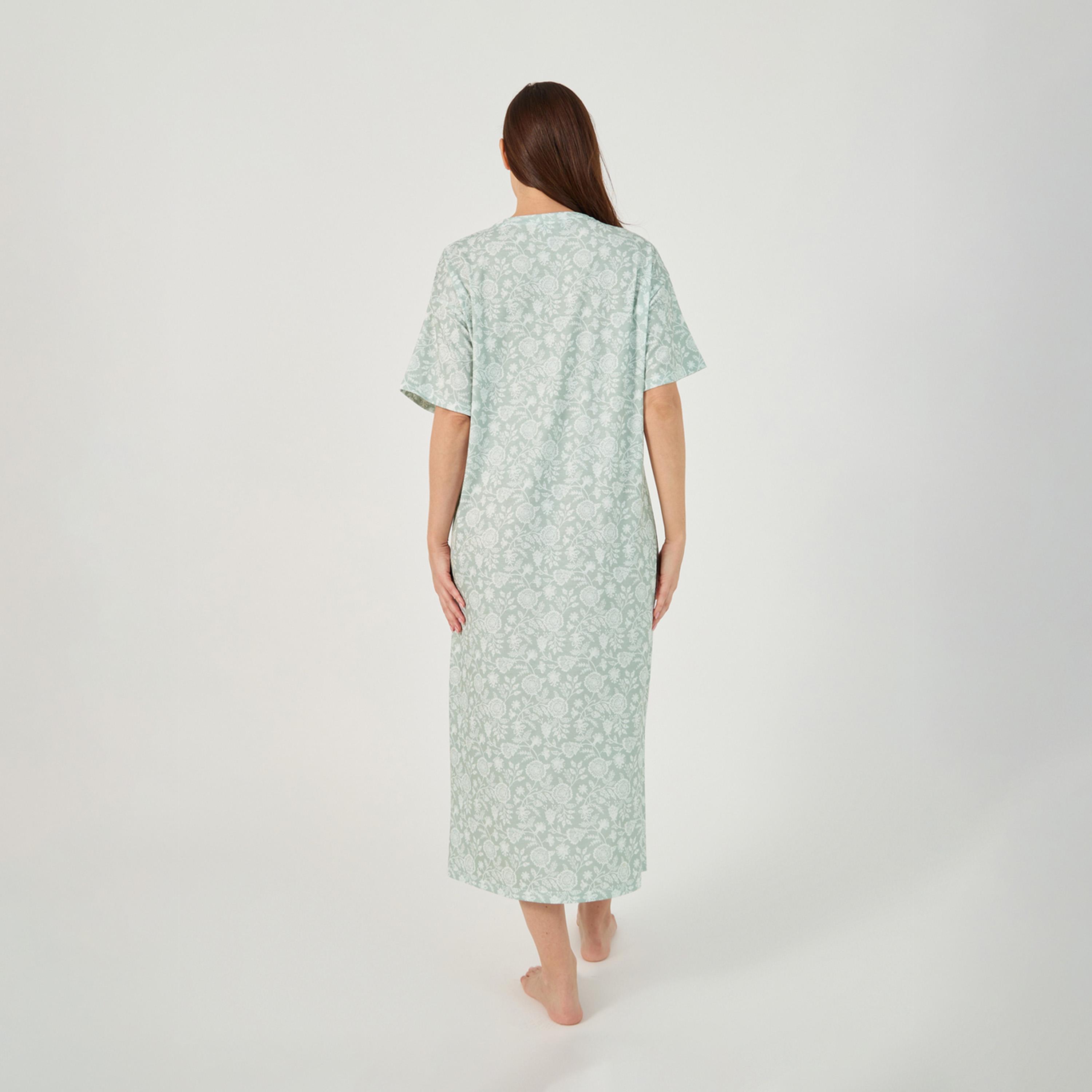 ستايلي - فستان نوم بنمط الأزهار بالكامل بأكمام منسدلة-women-clothing-nightwear-nighties-image-5