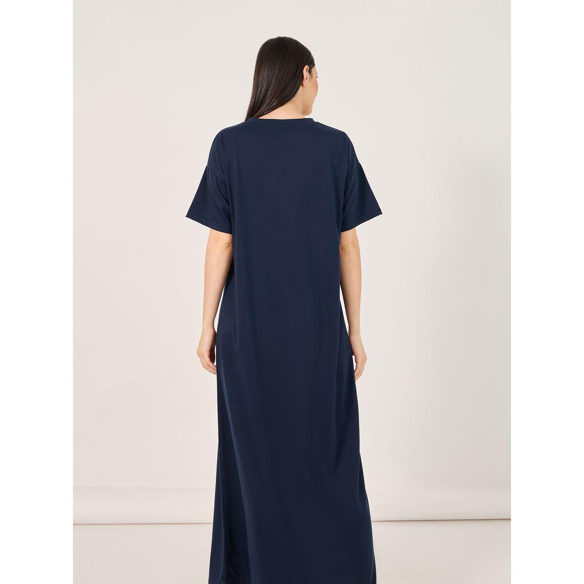 Staying In Slogan Dropped Shoulder Sleep T-Shirt Dress-women-clothing-nightwear-nighties-image-4