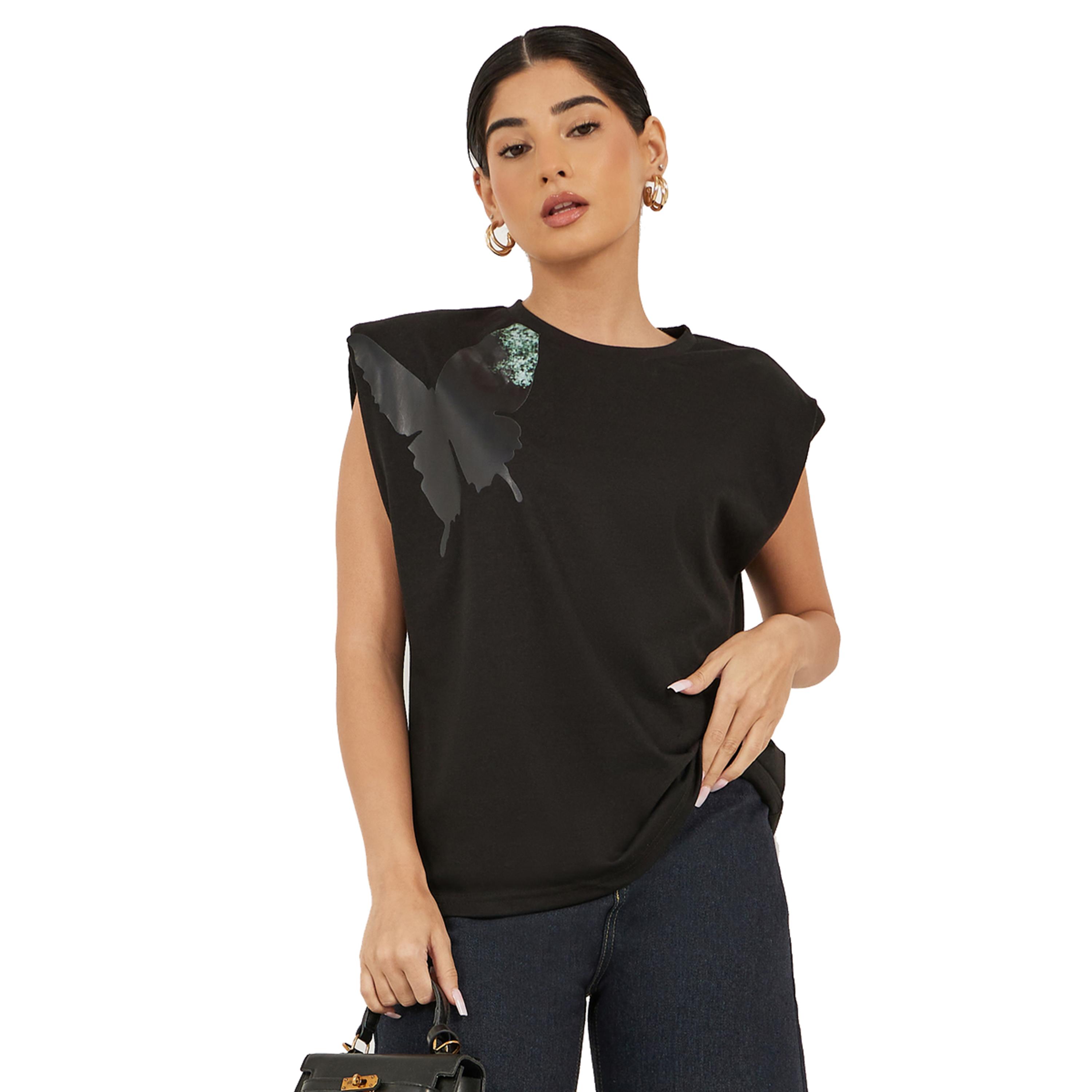 Styli Graphic Print Padded Shoulder Sleeveless T-Shirt-women-clothing-tshirts-image-1