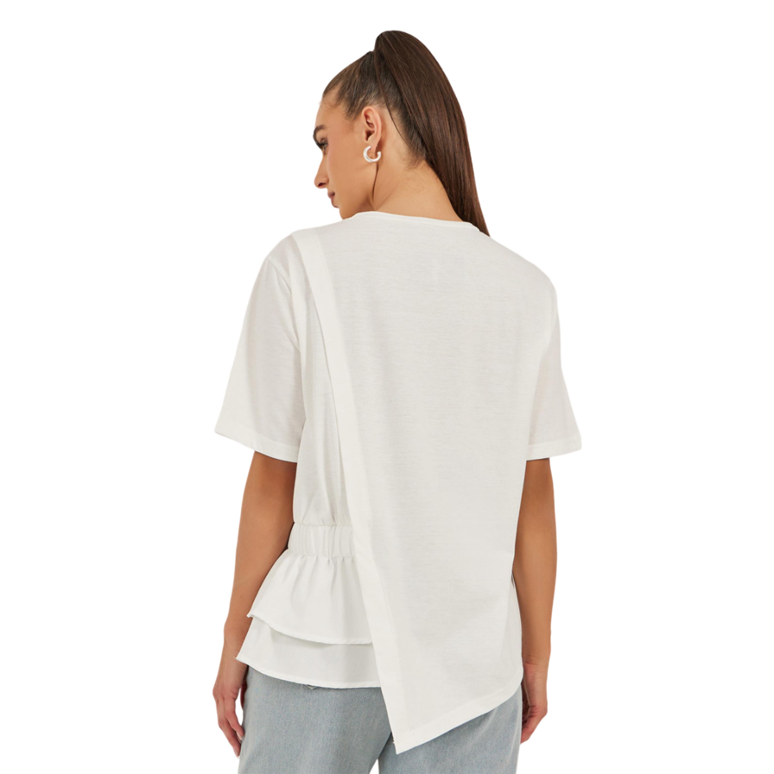 ستايلي -   تي شيرت مربع مكشكش سادة-women-clothing-tshirts-image-4