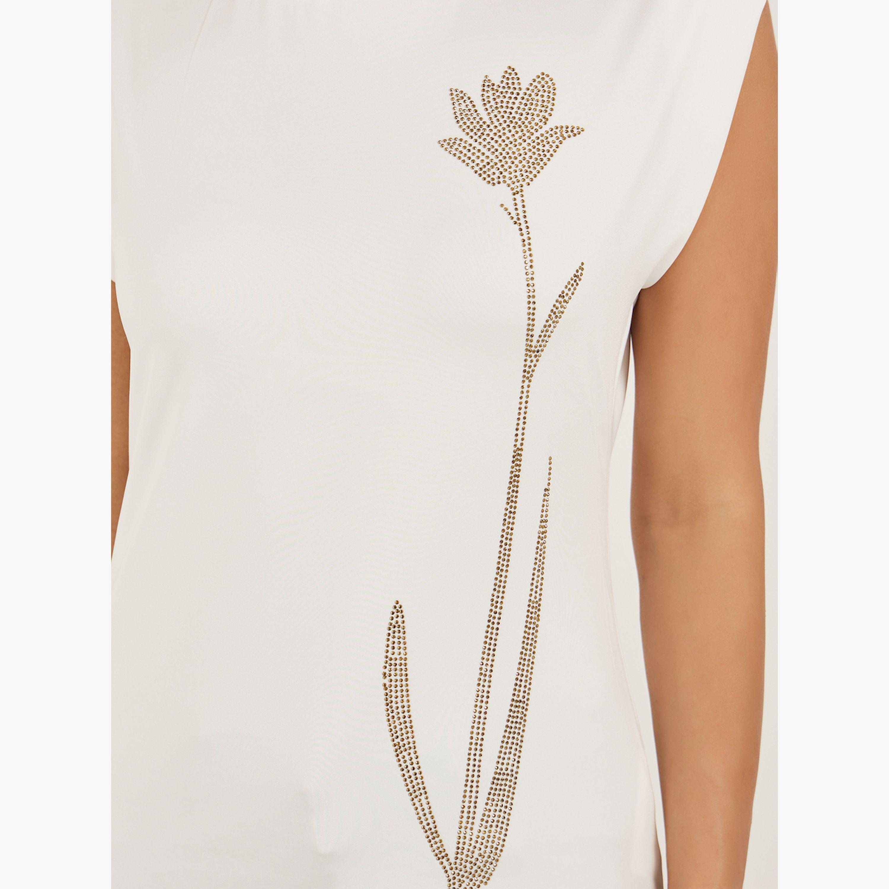 ستايلي - تي شيرت مزين برقبة دائرية وقصة ضيقة-women-clothing-tshirts-image-3