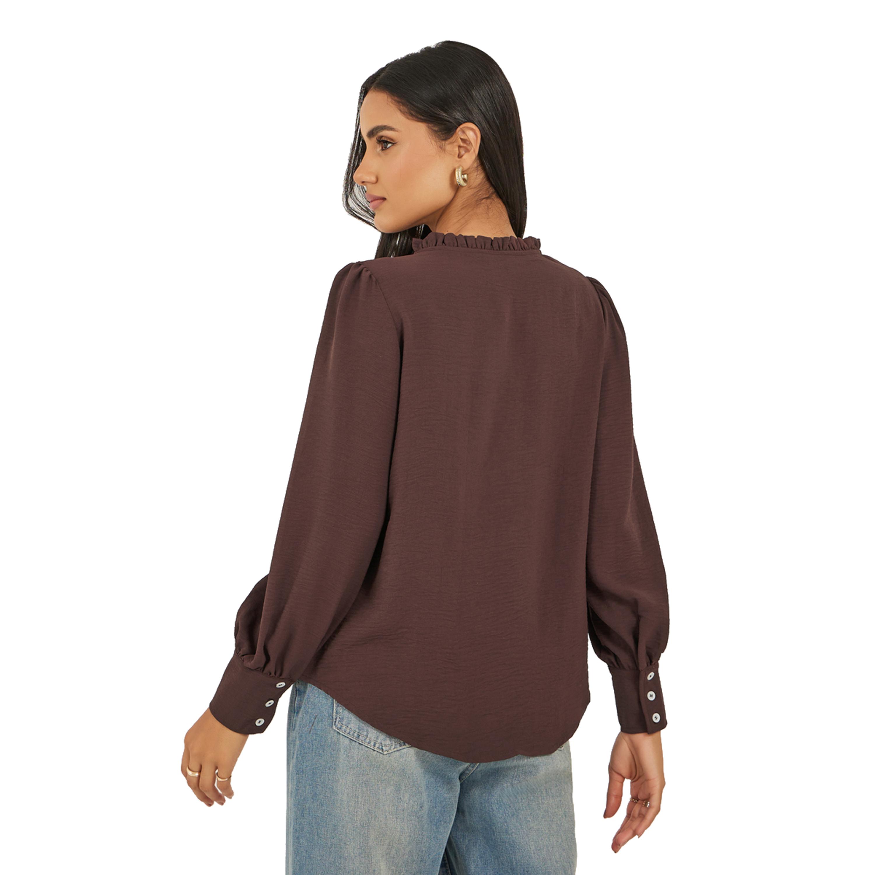 Styli Ruffled Tie-Up Neck Balloon Sleeve Top-women-clothing-shirtsandblouses-blouses-image-4