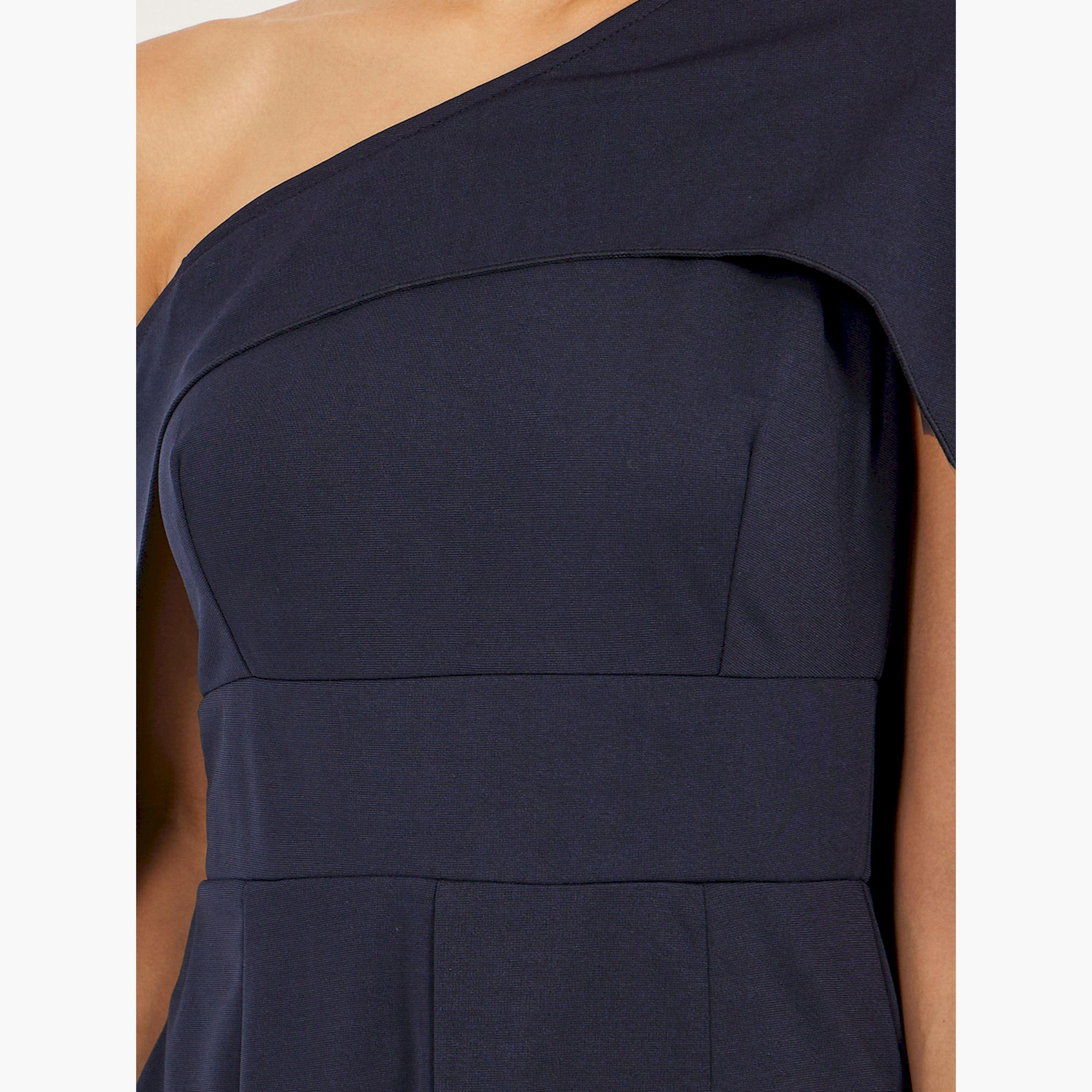 Styli Solid One Shoulder Cape Sleeve Maxi Dress-women-clothing-dresses-image-4