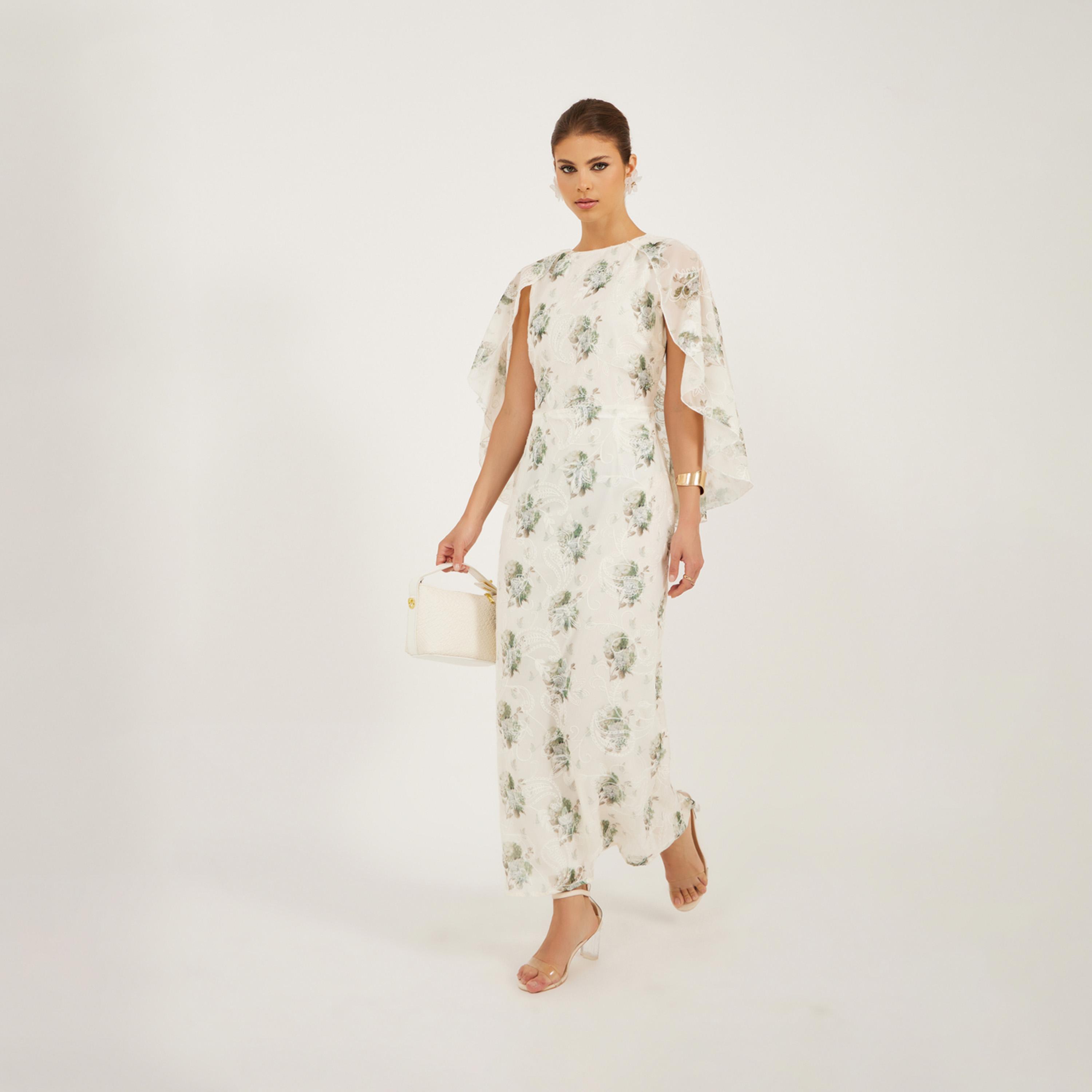 Styli Floral Print Embroidered Cape Sleeve Maxi Dress-women-clothing-dresses-image-1