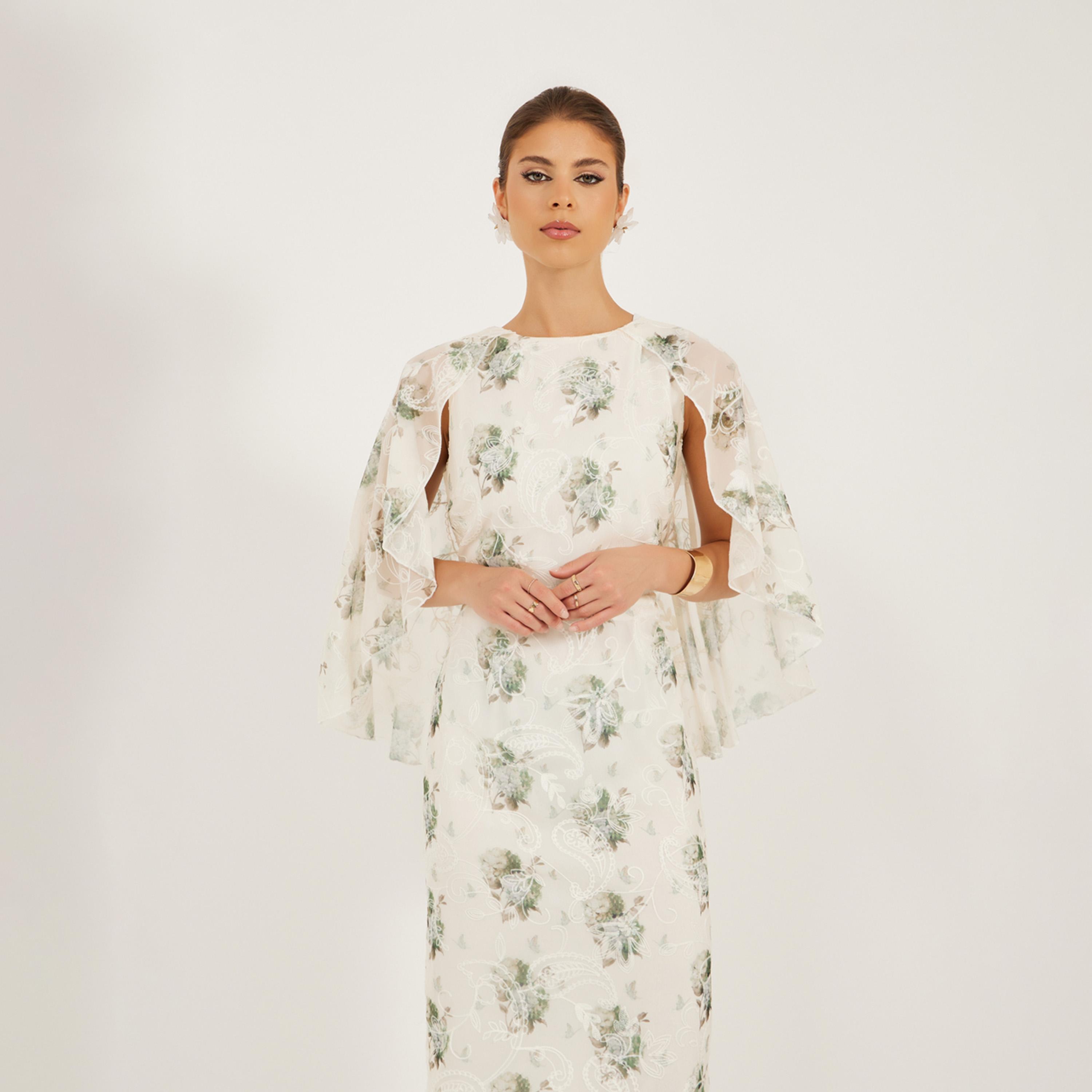 Styli Floral Print Embroidered Cape Sleeve Maxi Dress-women-clothing-dresses-image-3