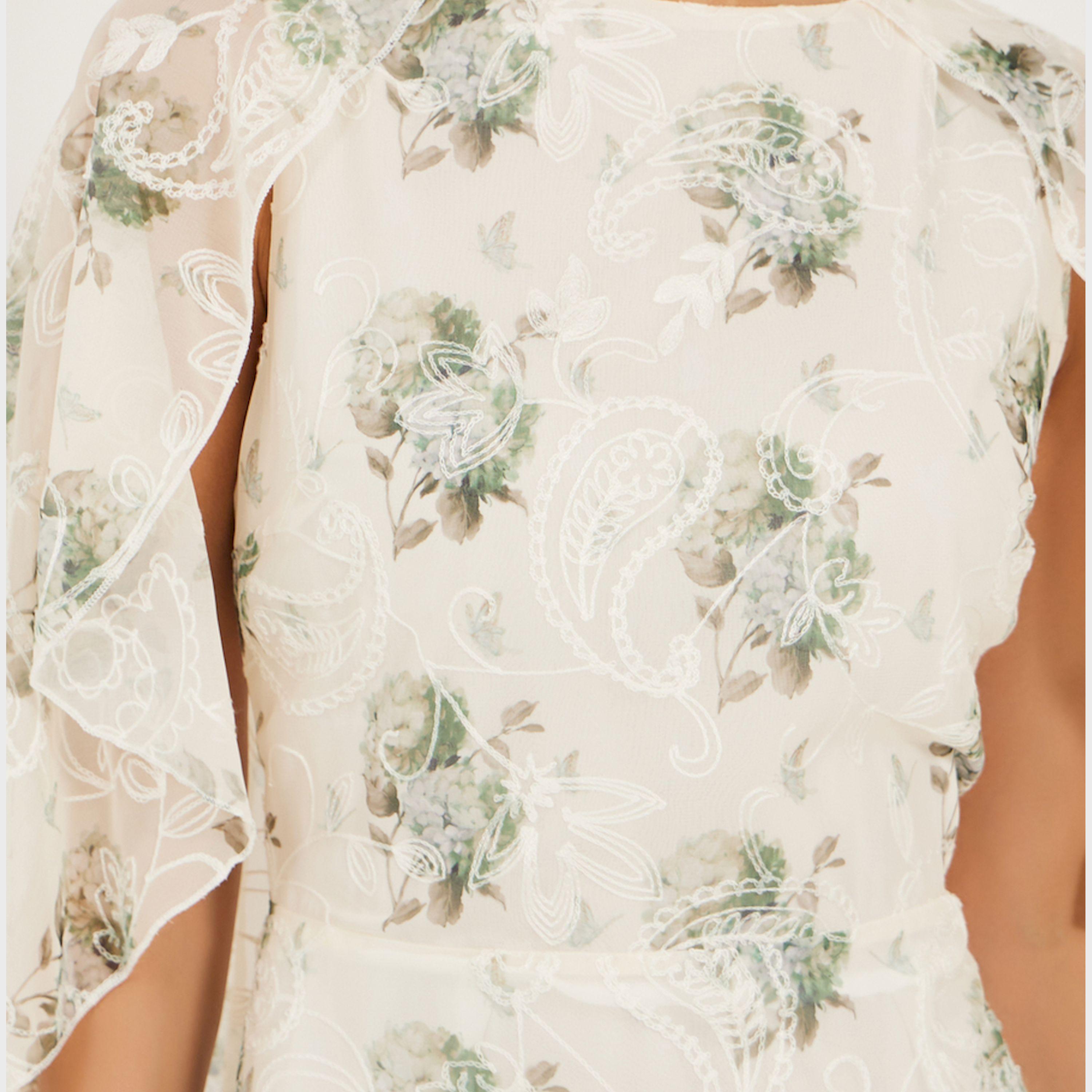 ستايلي - فستان ماكسي بأكمام كيب وطبعة زهور مطرزة-women-clothing-dresses-image-4