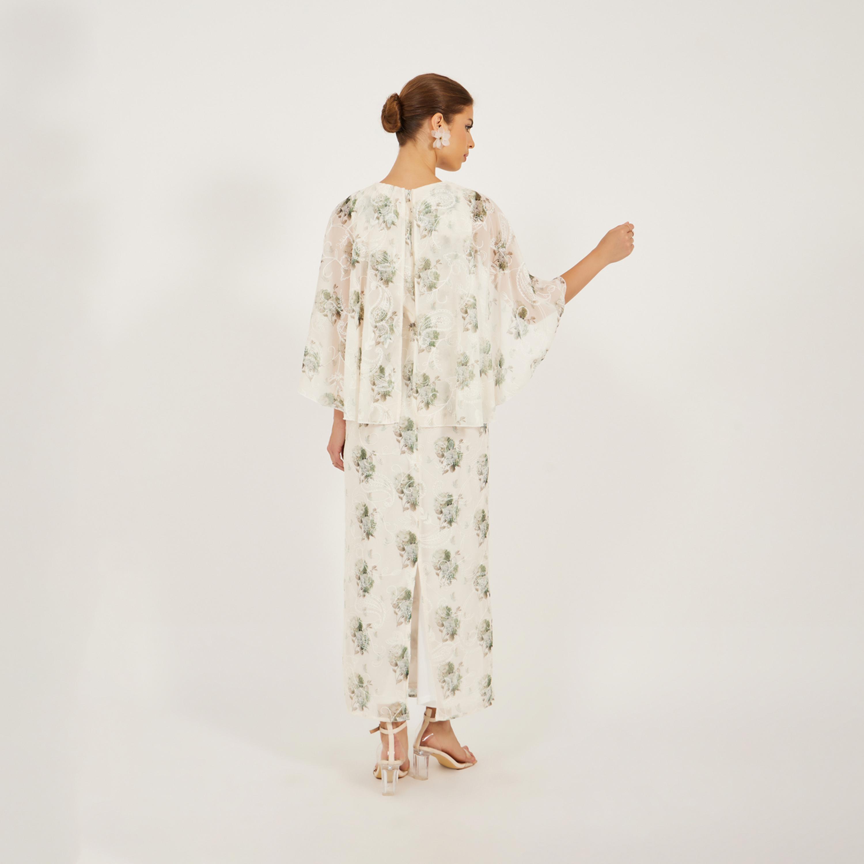 ستايلي - فستان ماكسي بأكمام كيب وطبعة زهور مطرزة-women-clothing-dresses-image-5