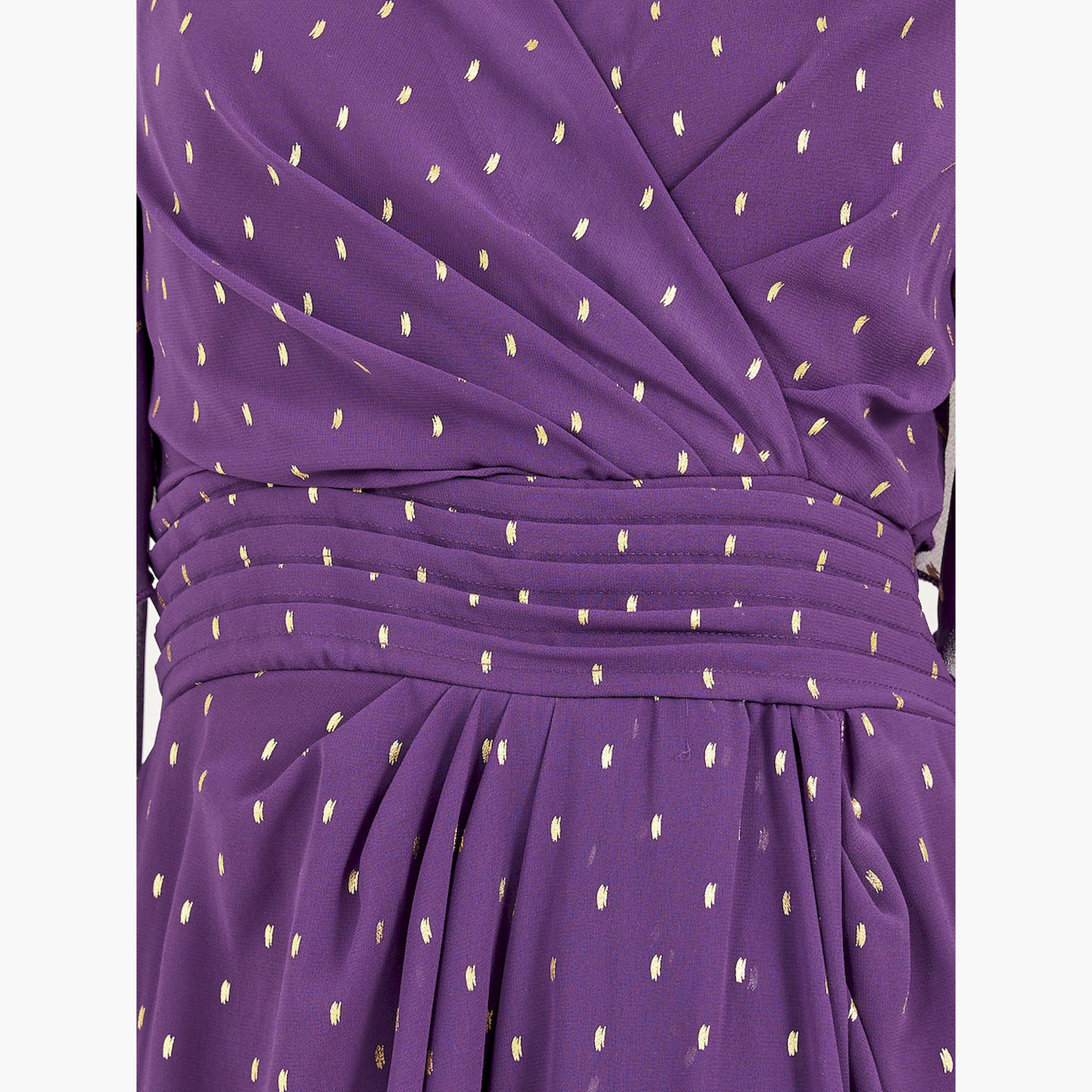 Styli Foil Print Cape Sleeve V Neck A-Line Maxi Dress-women-clothing-dresses-image-4