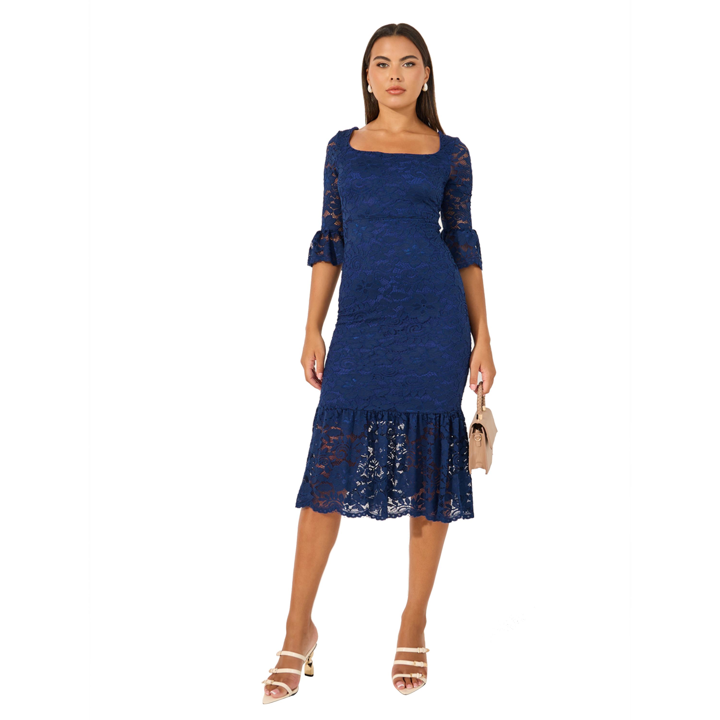 Styli Lace Square Neck Mermaid Midi Dress-women-clothing-dresses-image-2